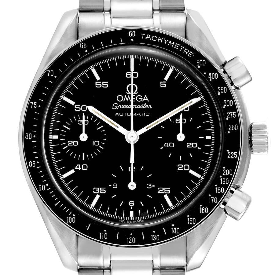 Omega Speedmaster Reduced Chronograph Hesalite Steel Mens Watch 3510.50.00 SwissWatchExpo