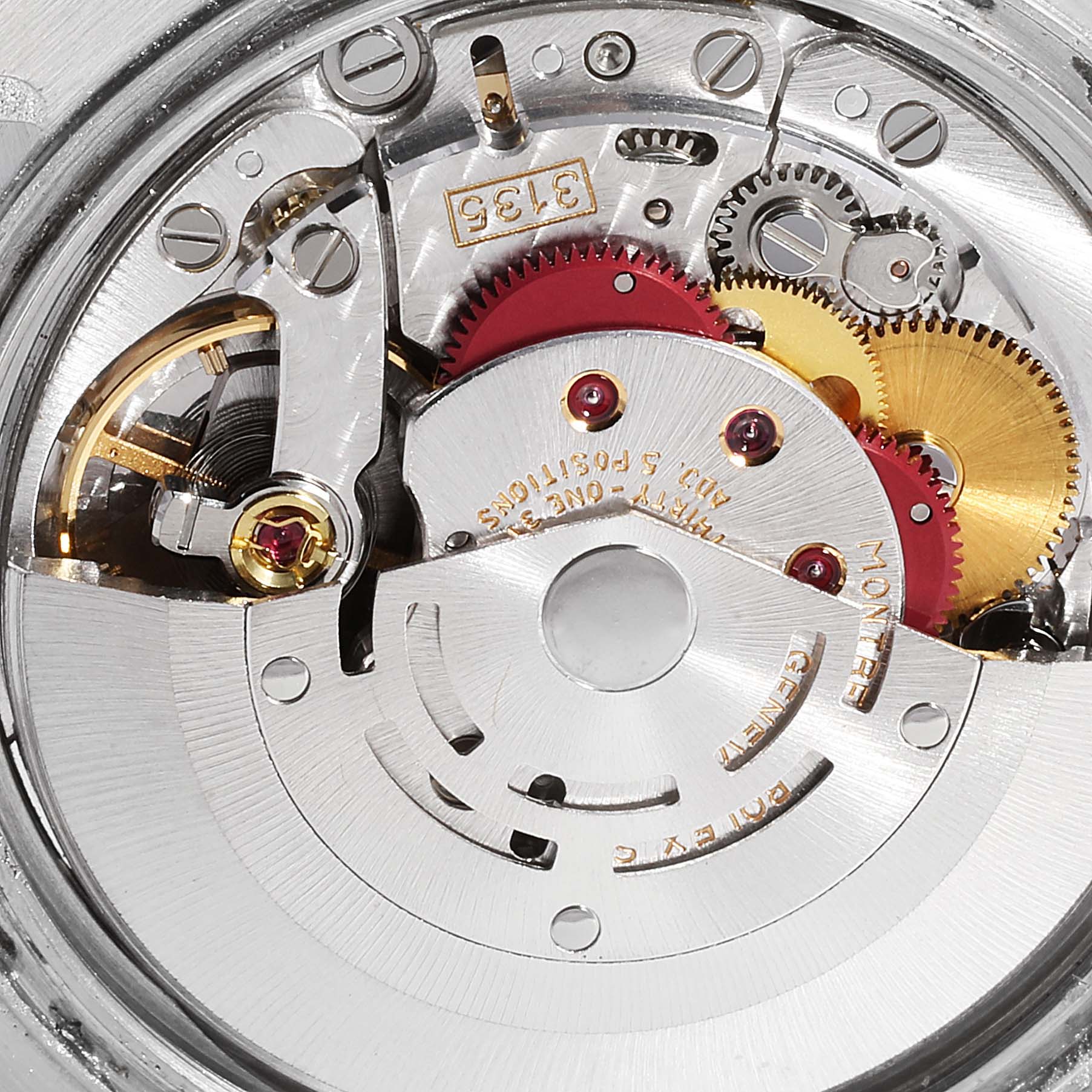 This image shows the internal movement mechanics of the Rolex Datejust 16234 Men's Stainless Steel Silver Dial 16234 Men's Stainless Steel Silver Dial watch model, including gears and components.