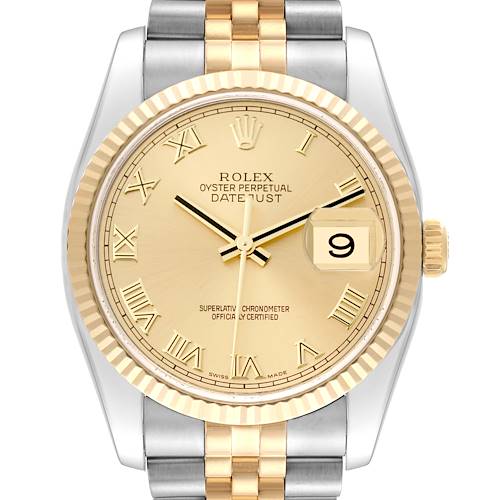 Photo of Rolex Datejust Steel Yellow Gold Champagne Dial Mens Watch 116233