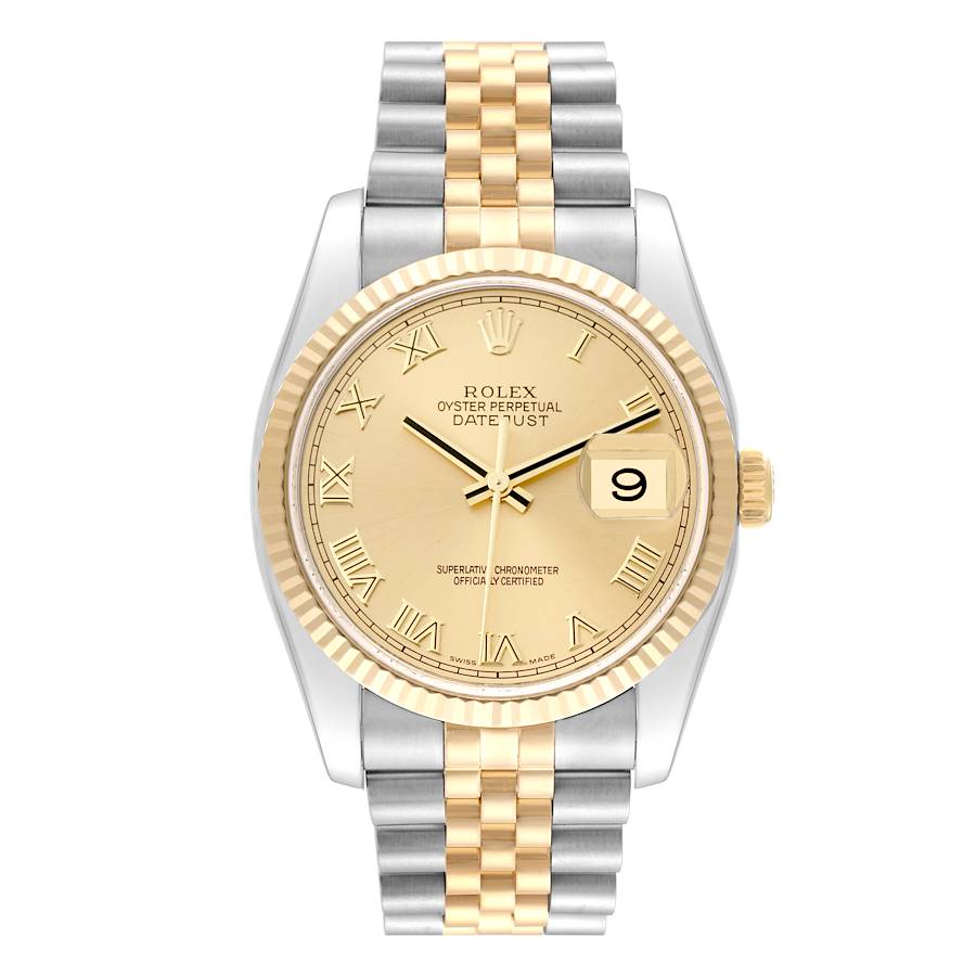 Rolex Datejust Steel Yellow Gold Champagne Dial Mens Watch 116233 SwissWatchExpo
