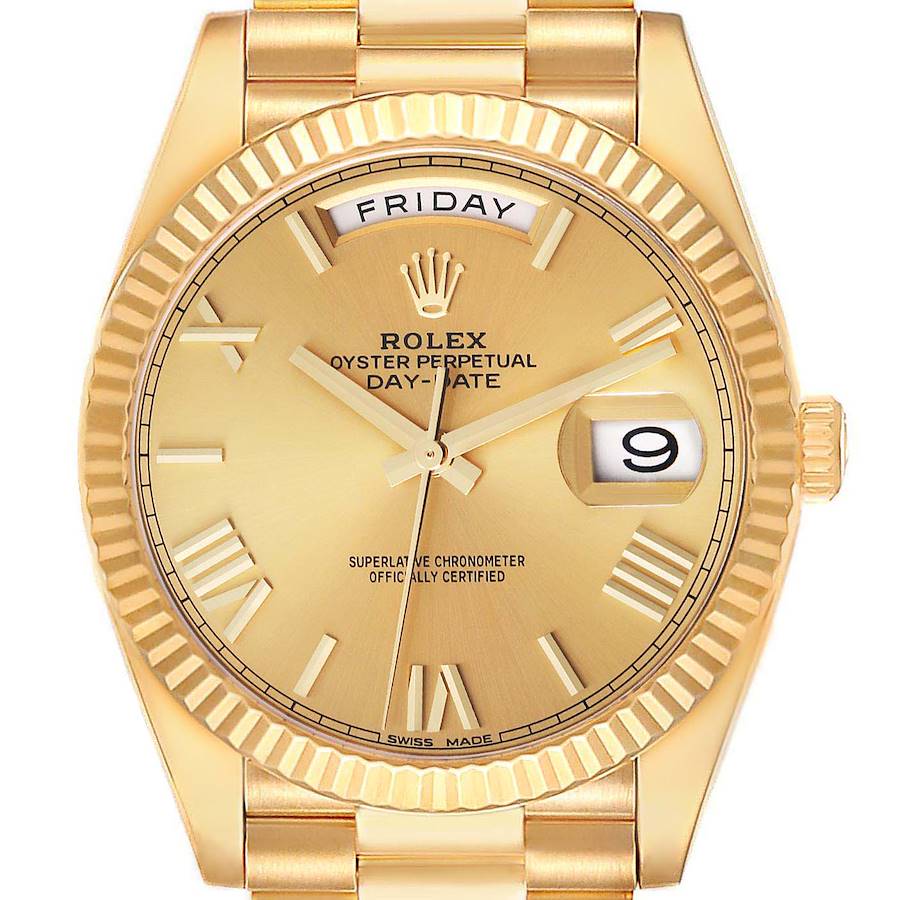Rolex President Day-Date 40 Yellow Gold Champagne Dial Mens Watch 228238 SwissWatchExpo