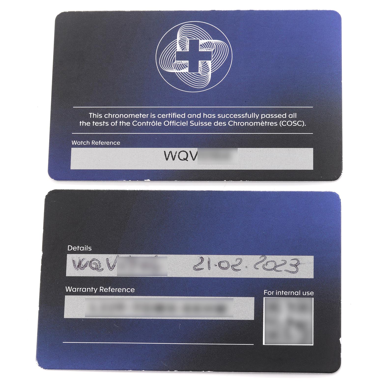 The image shows warranty and certification cards for the Tag Heuer Aquaracer WBP5A8A Men
s Stainless Steel Black Dial WBP5A8A Men
s Stainless Steel Black Dial watch model.