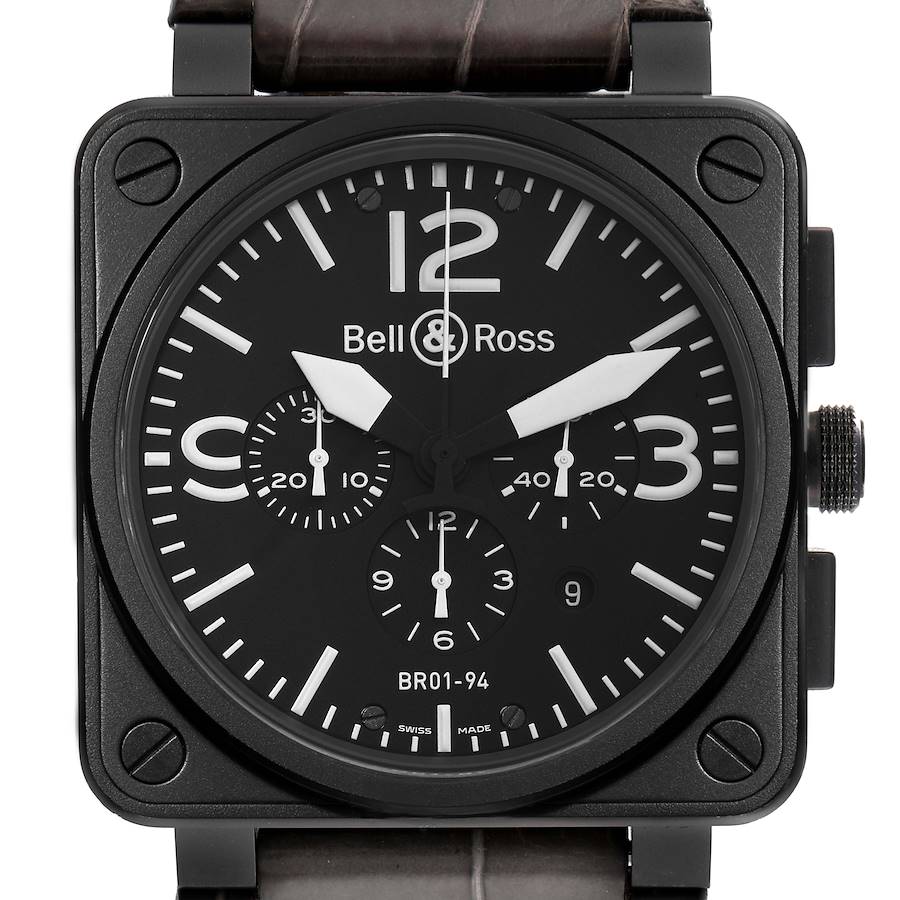 Bell & Ross Aviation Instrument Chronograph Steel Watch BR0194 Box Card SwissWatchExpo