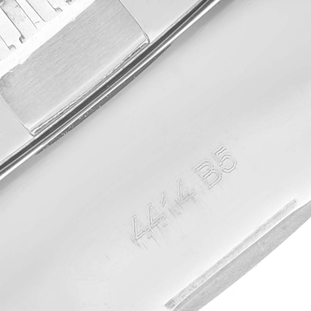 This image shows a close-up view of the Avenger model by Breitling, focusing on the clasp and engravings.