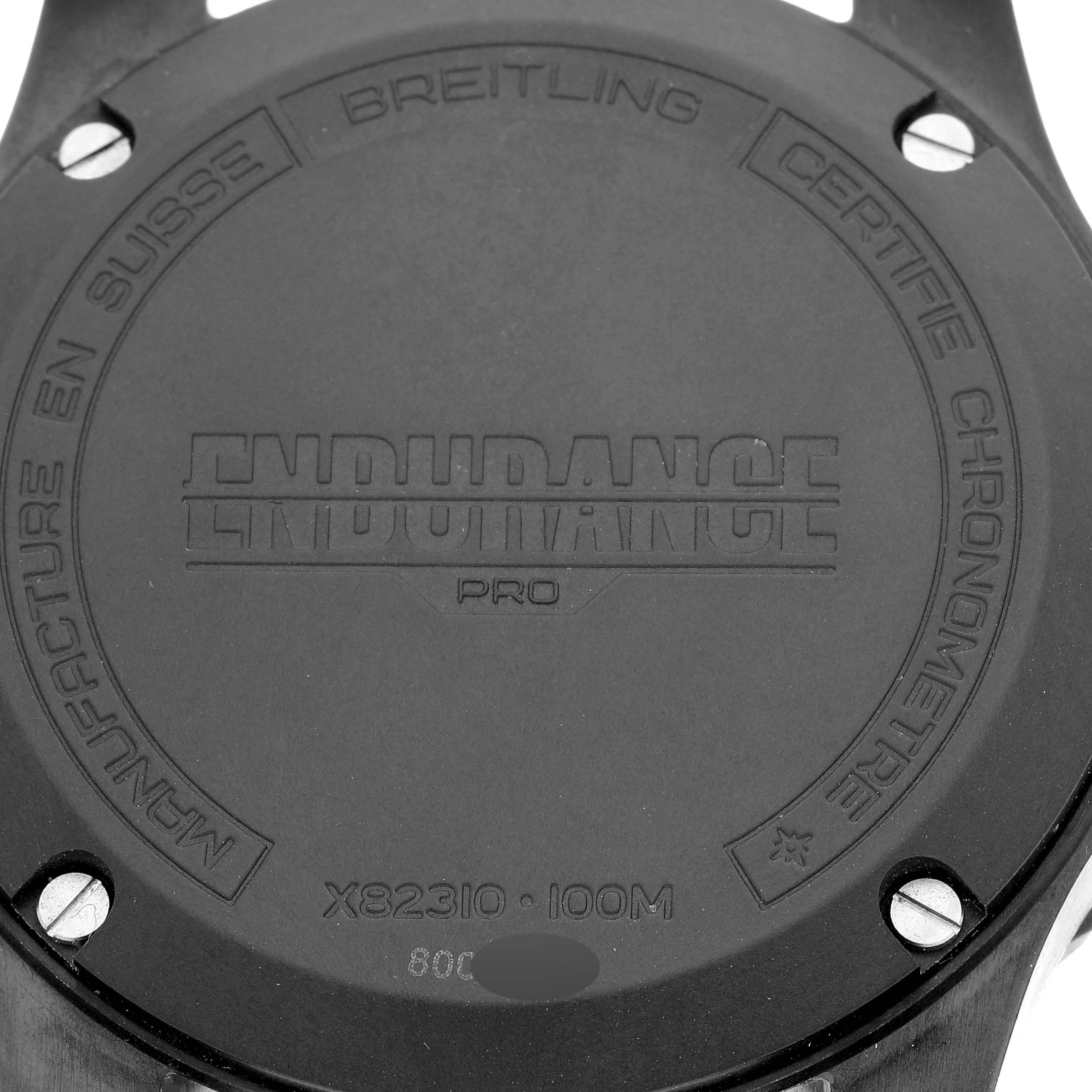 This image shows the case back of a Breitling Professional Series X82310 Men's Ceramic Black Dial X82310 Men's Ceramic Black Dial Endurance Pro model.