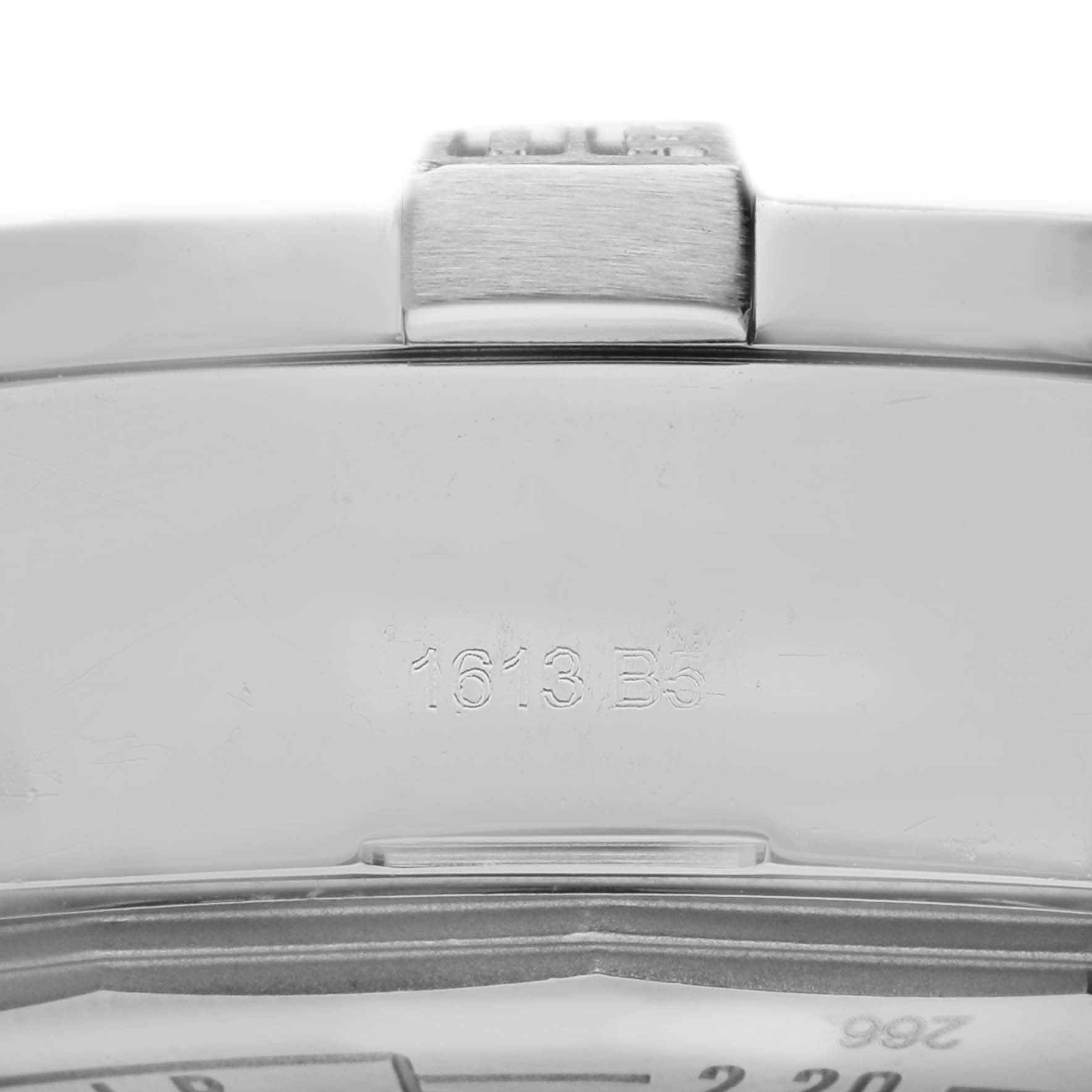 The image shows the clasp and underside of a Breitling Avenger A13371 Men
s Stainless Steel Black Dial A13371 Men
s Stainless Steel Black Dial watch bracelet, emphasizing the engraved model number.