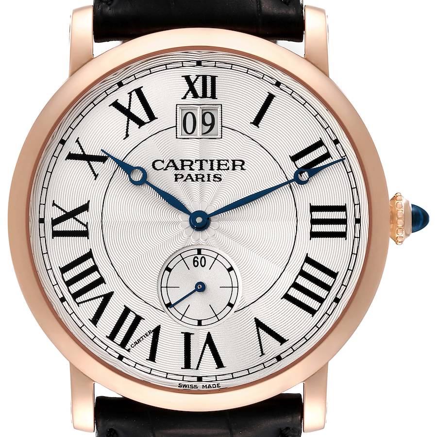 Cartier Rotonde 18k Rose Gold Silver Dial Mens Watch W1550251 SwissWatchExpo