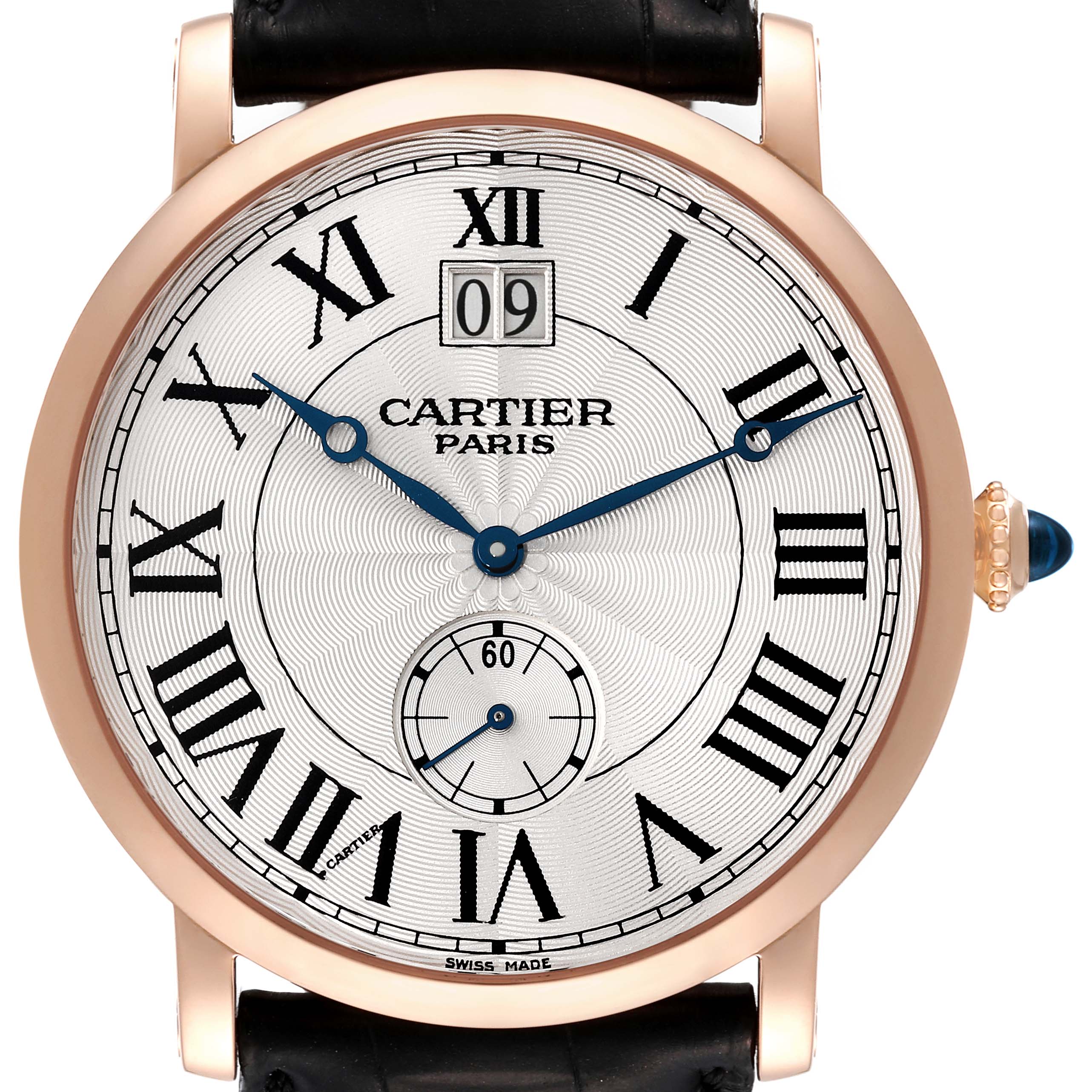 Cartier Rotonde 18k Rose Gold Silver Dial Mens Watch W1550251