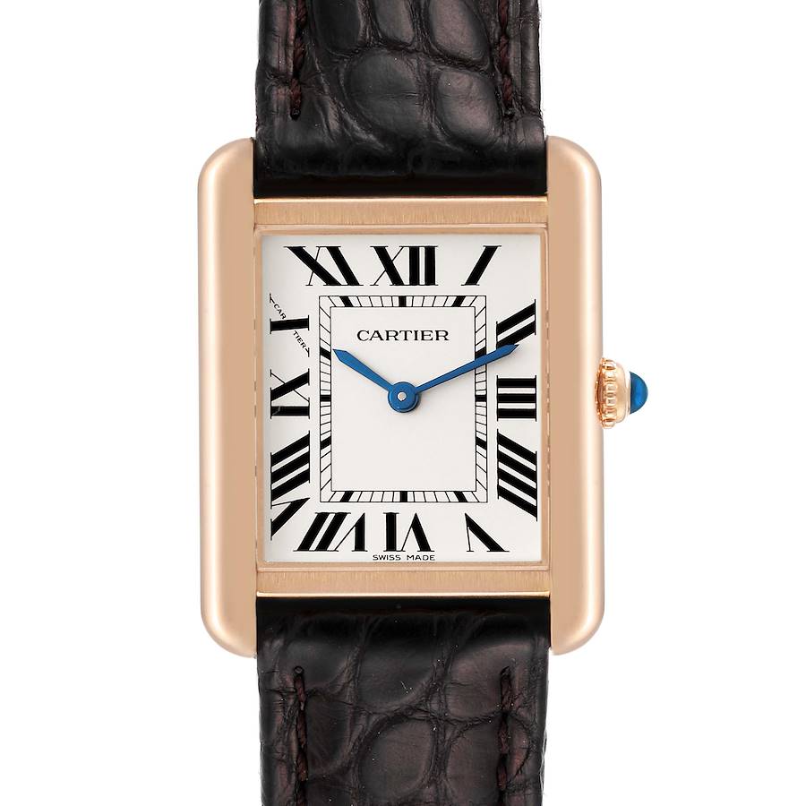 Cartier Tank Solo Rose Gold Steel Brown Dial Ladies Watch W5200024 Papers SwissWatchExpo
