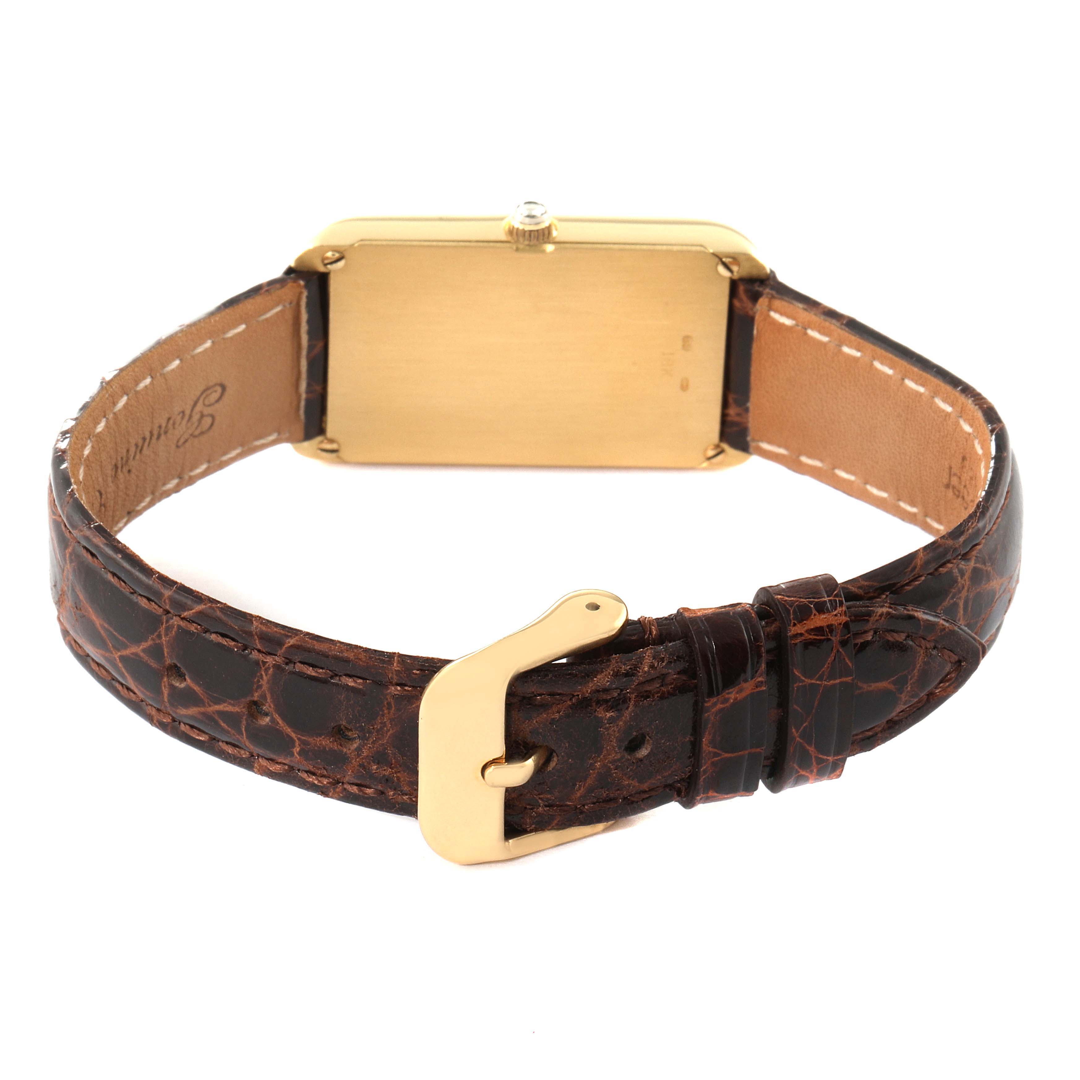 The image shows the back view and clasp of the Corum Women's Yellow Gold Champagne Dial Women's Yellow Gold Champagne Dial 18K Yellow Gold 10 Gram Ingot 999.9 Ladies Watch model.