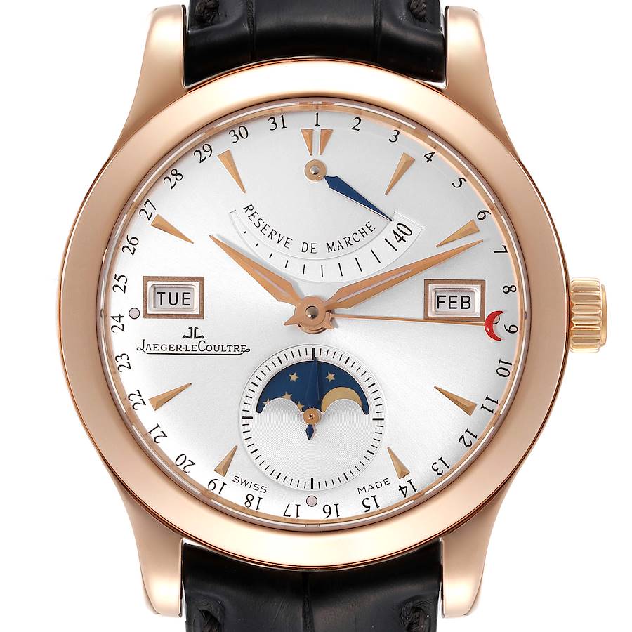 Jaeger LeCoultre Master Calendar 18k Rose Gold Mens Watch 147.2.41.S Q1512Y2A SwissWatchExpo