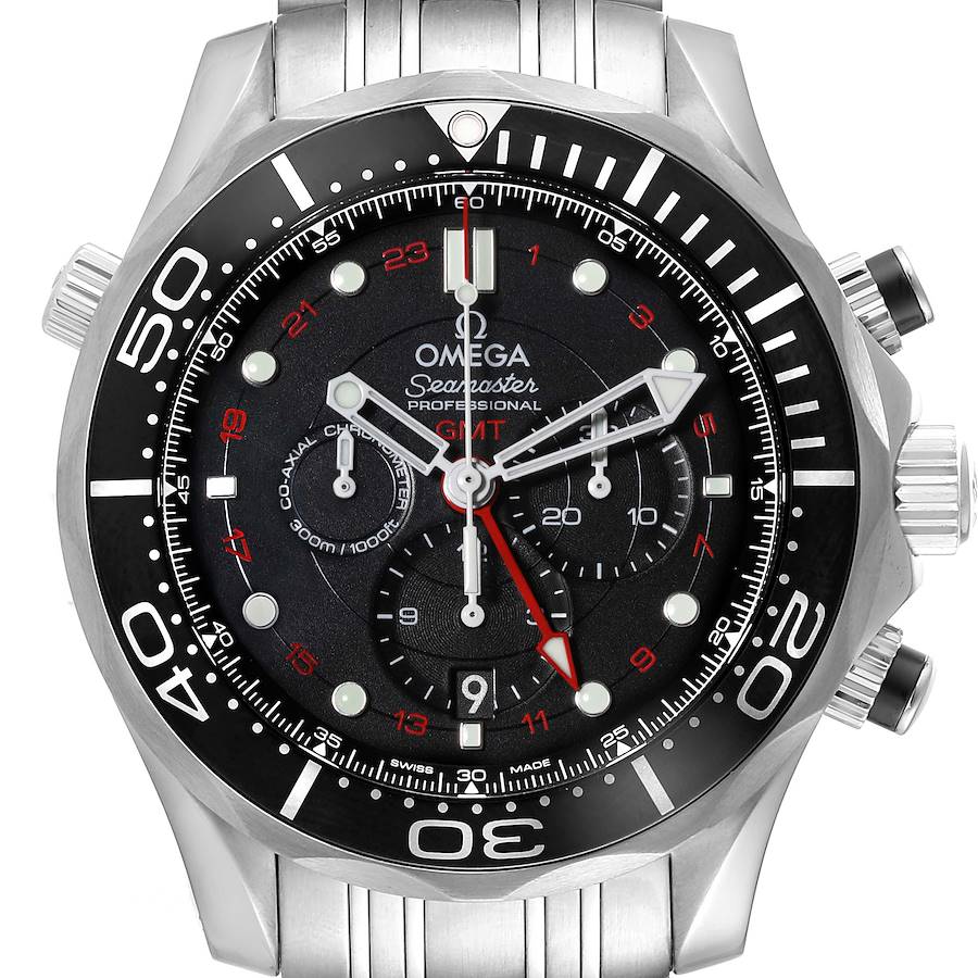 Omega Seamaster Diver GMT Steel Mens Watch 212.30.44.52.01.001 Card SwissWatchExpo