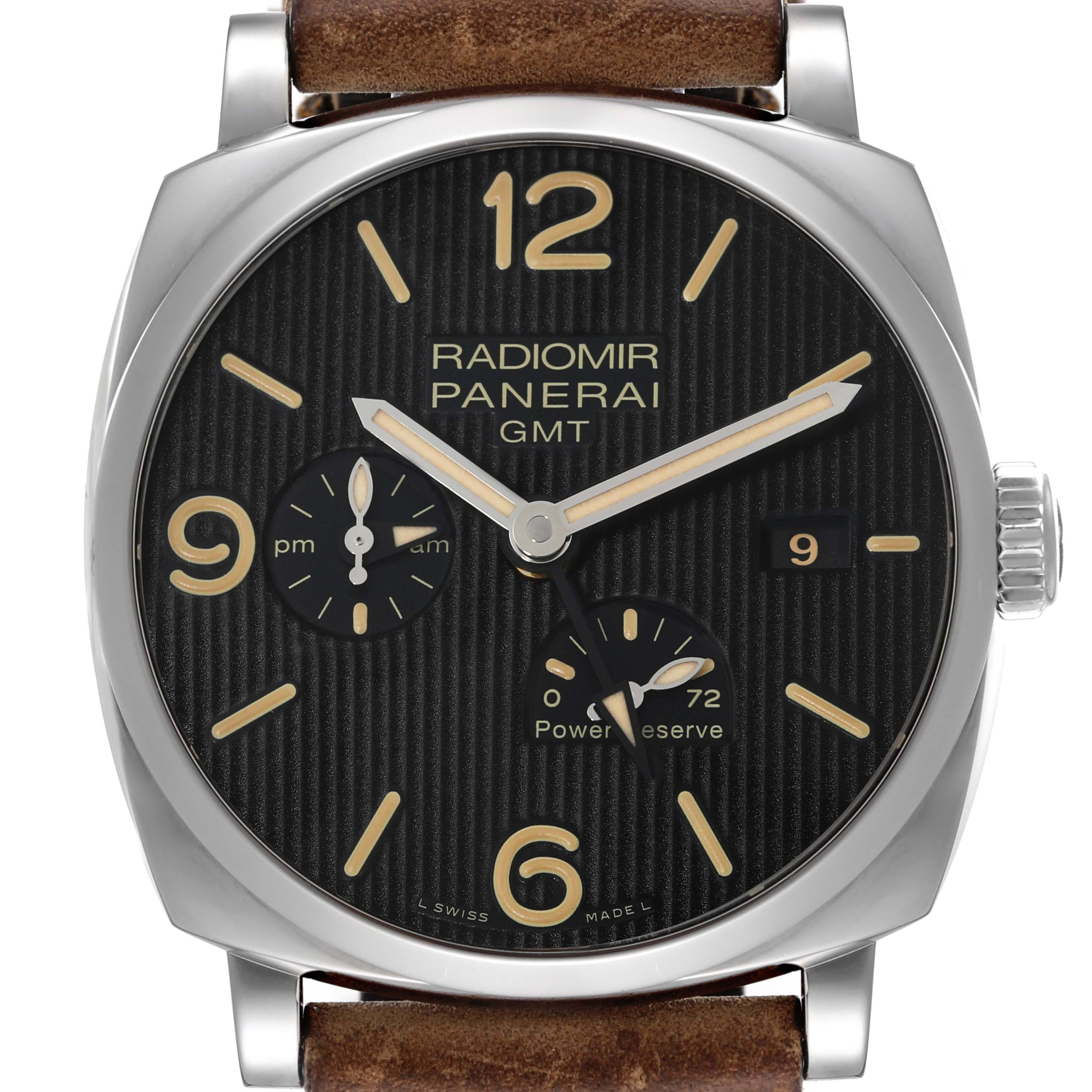 Panerai Radiomir 1940 GMT Power Reserve Steel Mens Watch PAM00658