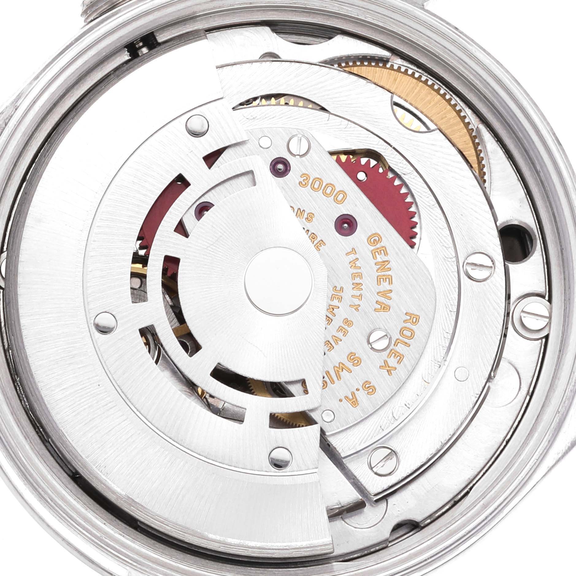 This image shows a close-up of the inner mechanical movement of a Rolex Air-King 14000 Men's Stainless Steel Black Dial 14000 Men's Stainless Steel Black Dial watch.