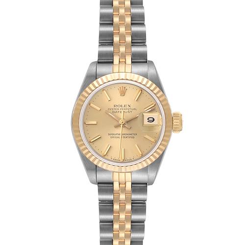 Photo of Rolex Datejust Steel Yellow Gold Champagne Dial Ladies Watch 69173 Papers