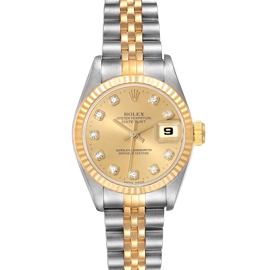 Rolex Datejust Steel Yellow Gold Diamond Dial Ladies Watch 69173 SwissWatchExpo