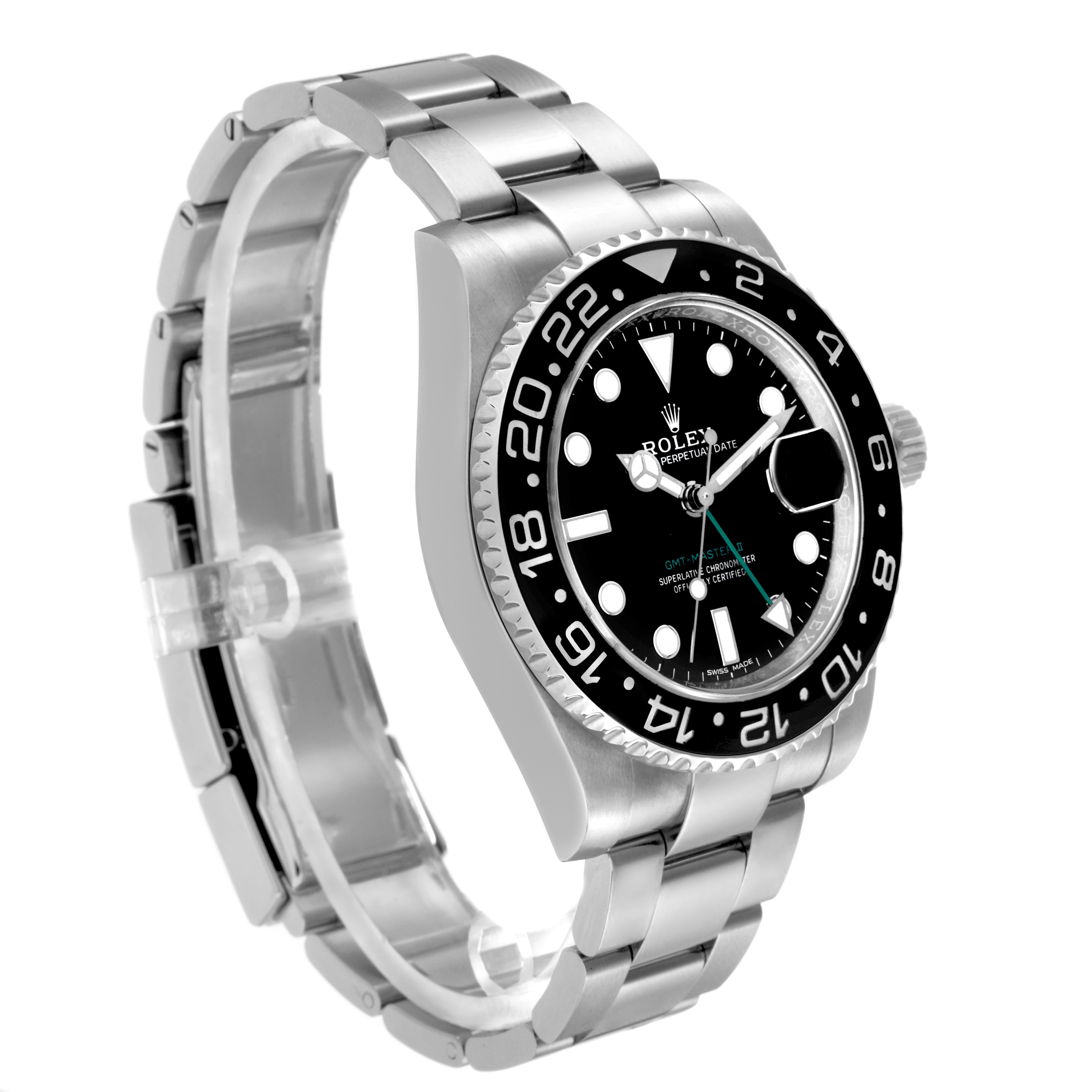 The Rolex GMT-Master 116710 Men
s Stainless Steel Black Dial 116710 Men
s Stainless Steel Black Dial is shown from a front-left angle, displaying the bezel, dial, and bracelet.