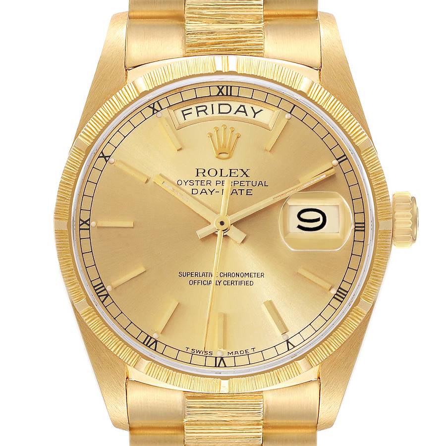 NOT FOR SALE Rolex President Day-Date Yellow Gold Bark Finish Mens Watch 18078 PARTIAL PAYMENT SwissWatchExpo