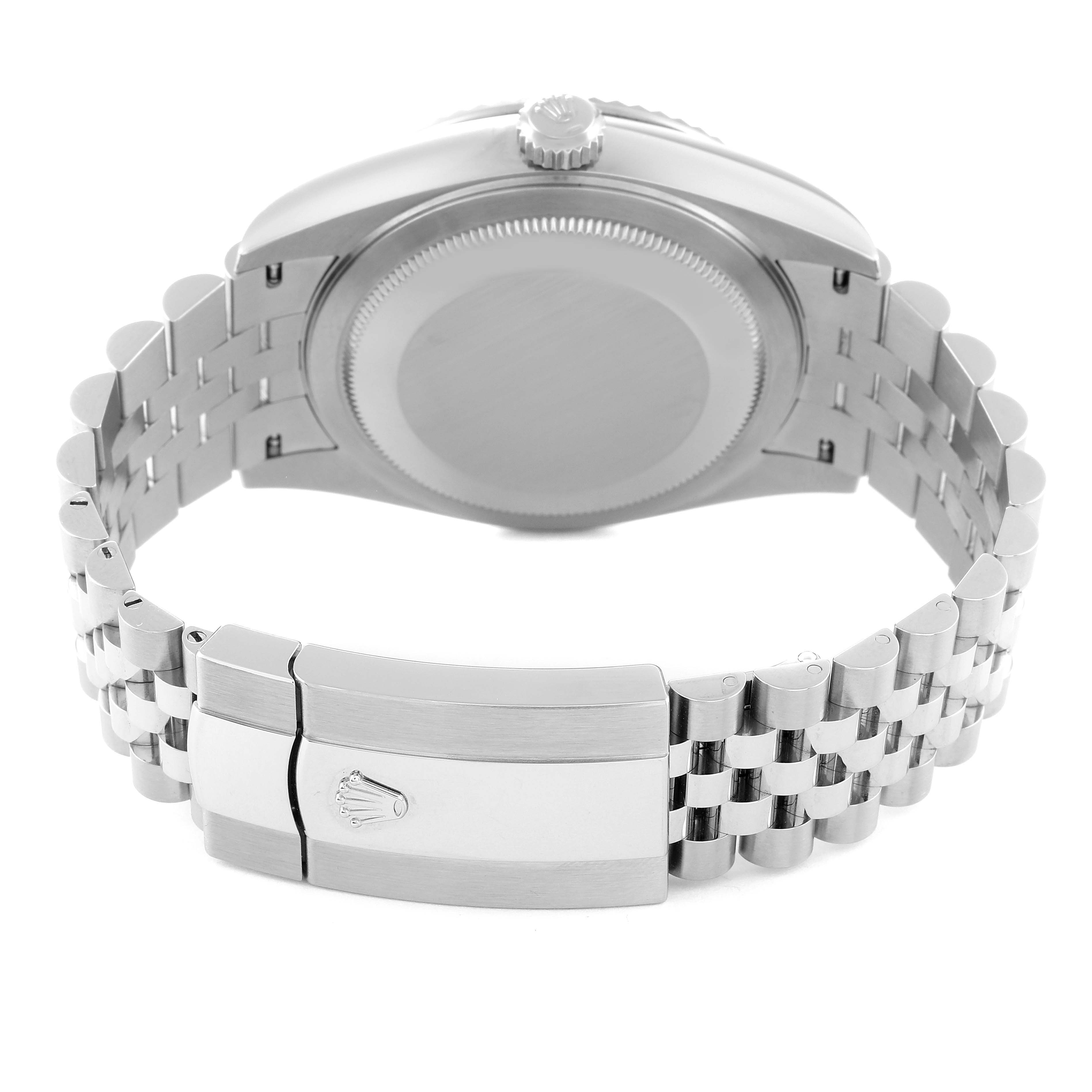 This image shows the back case and bracelet of a Rolex Sky-Dweller 326934 Men
s Stainless Steel Blue Dial 326934 Men
s Stainless Steel Blue Dial watch, viewed from the rear.