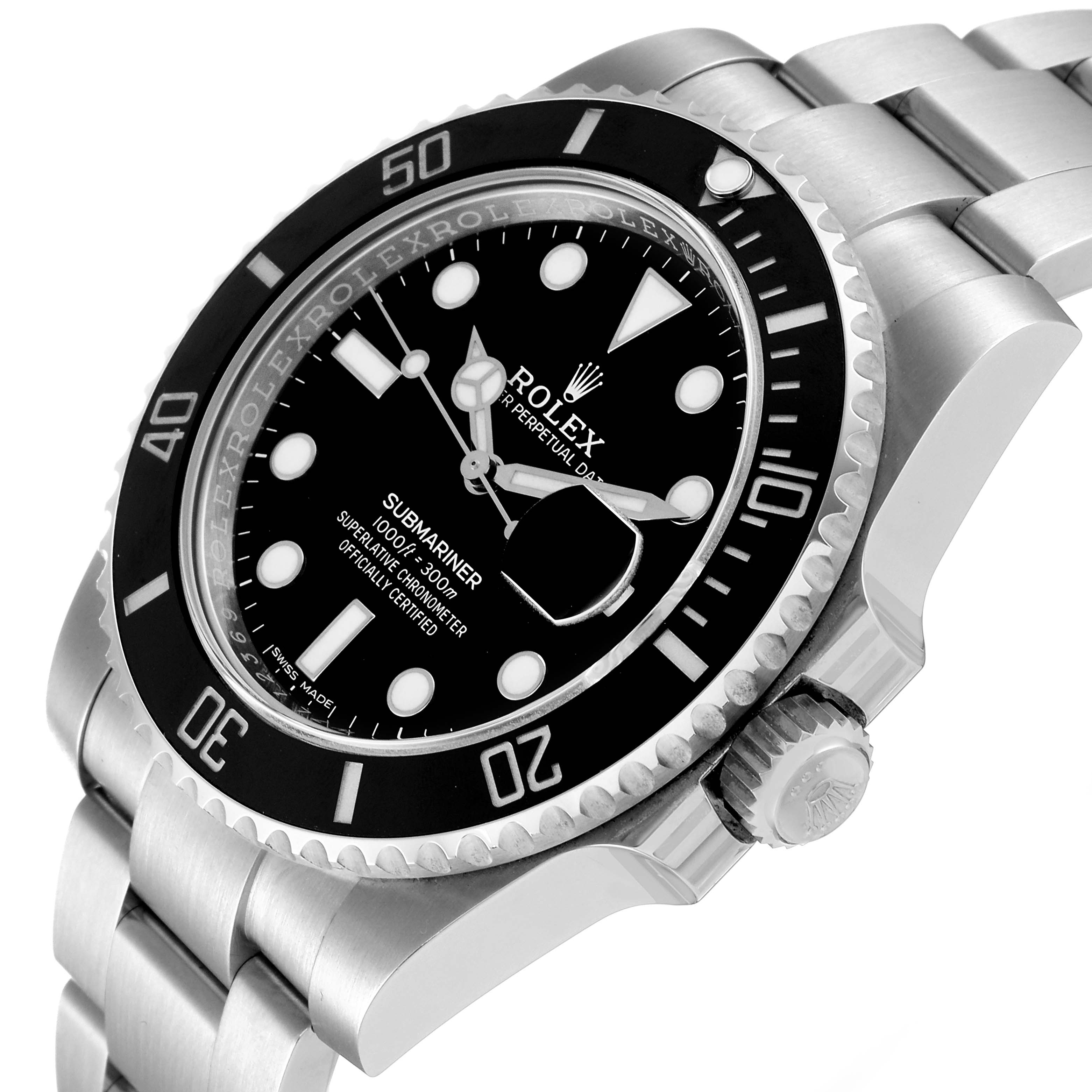 This image shows a side view of the Rolex Submariner 116610 Men
s Stainless Steel Black Dial 116610 Men
s Stainless Steel Black Dial watch, highlighting the bezel, dial, crown, and bracelet.