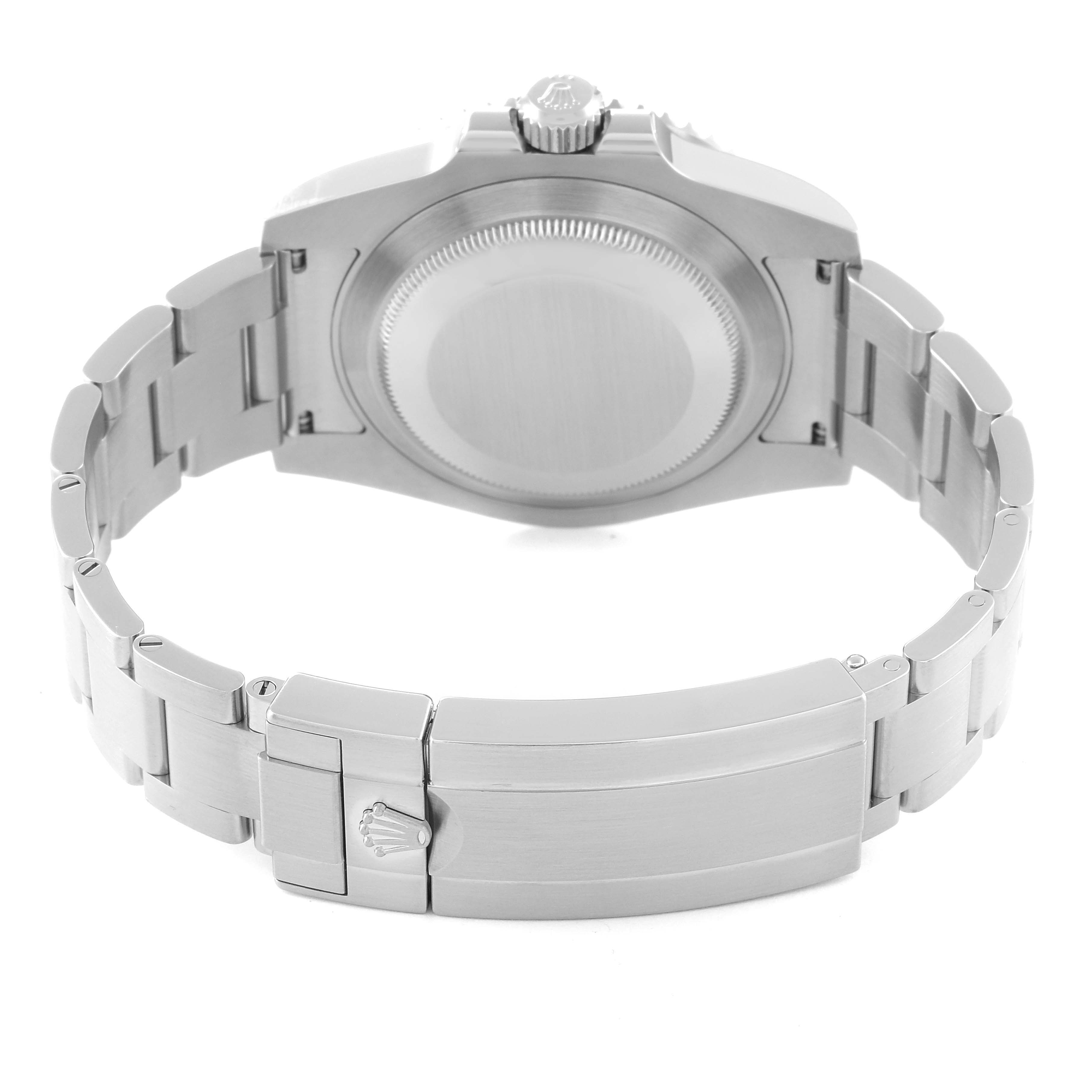 This image shows the backside and bracelet of a Rolex Submariner 116610 Men
s Stainless Steel Black Dial 116610 Men
s Stainless Steel Black Dial watch, highlighting the case back and the clasp.