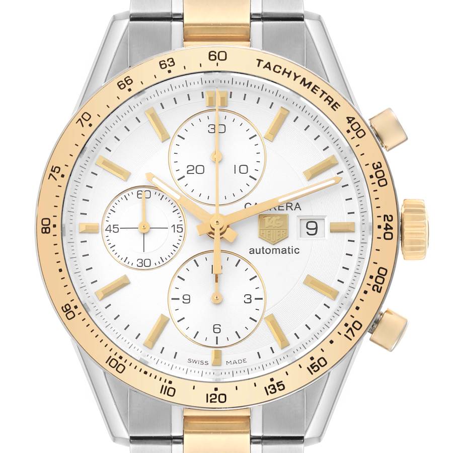 Tag Heuer Carrera Steel Yellow Gold Chronograph Mens Watch CV2050 Card SwissWatchExpo