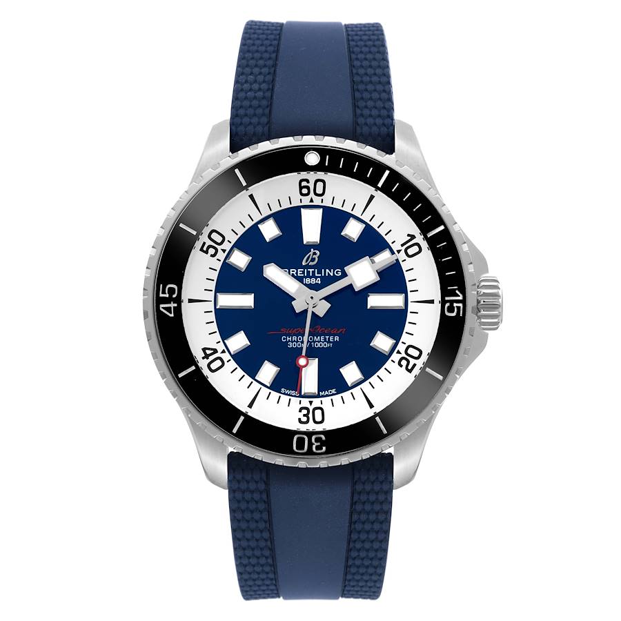 Breitling Superocean 44 Blue Dial Steel Mens Watch A17376 Box Card SwissWatchExpo