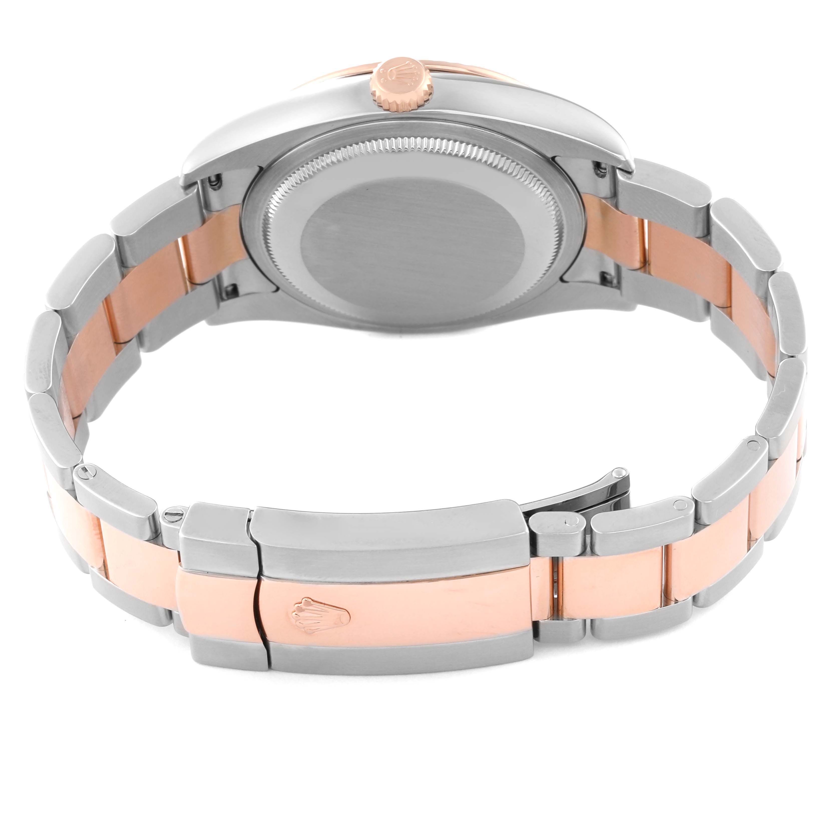 This image shows the back view of a Rolex Turn-o-Graph 116261 Men's Steel and Gold (two tone) Black Dial 116261 Men's Steel and Gold (two tone) Black Dial watch, highlighting the case back, bracelet, and clasp.