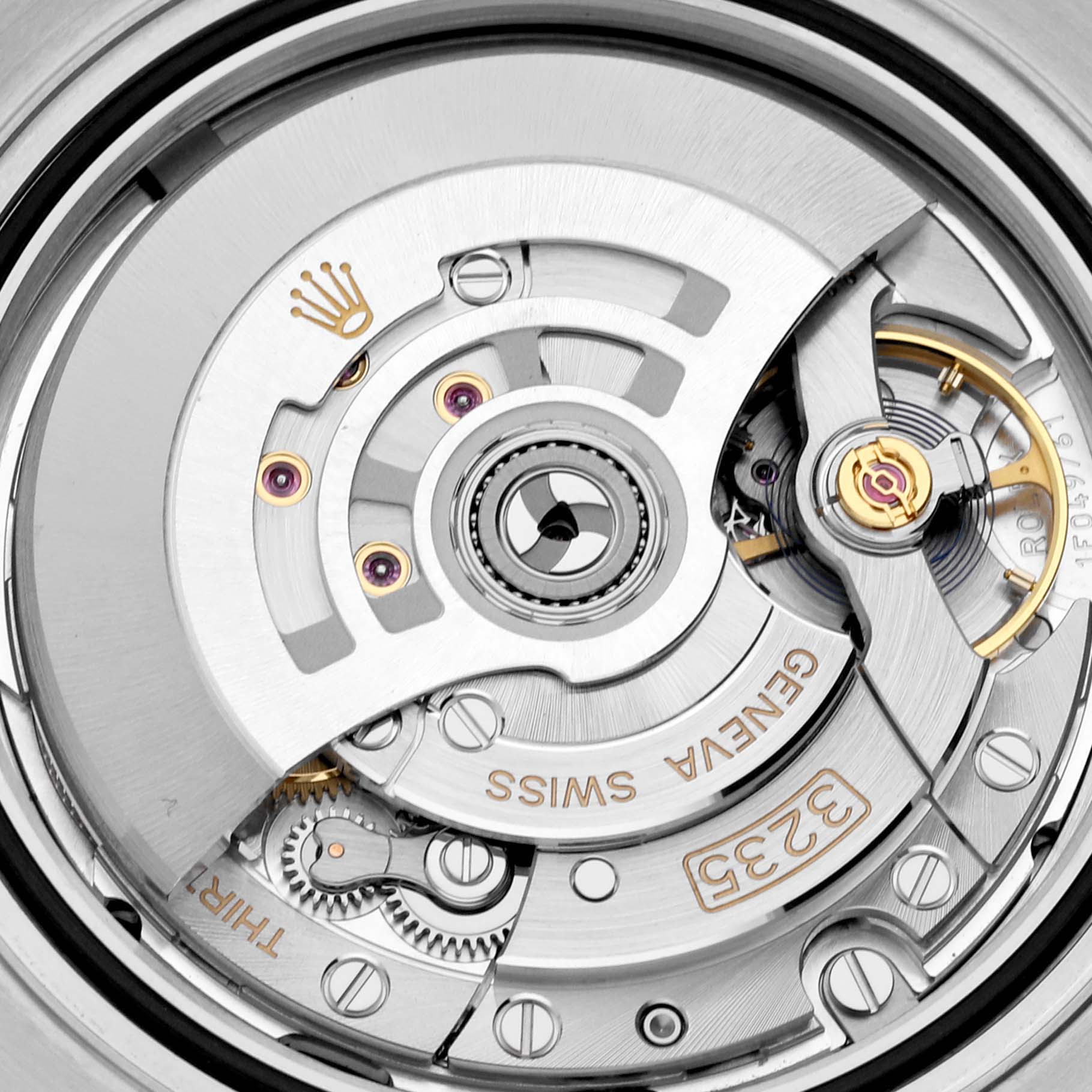 This image shows a close-up view of the internal mechanism of a Rolex Yacht-Master 126622 Men's Stainless Steel Blue Dial 126622 Men's Stainless Steel Blue Dial watch.