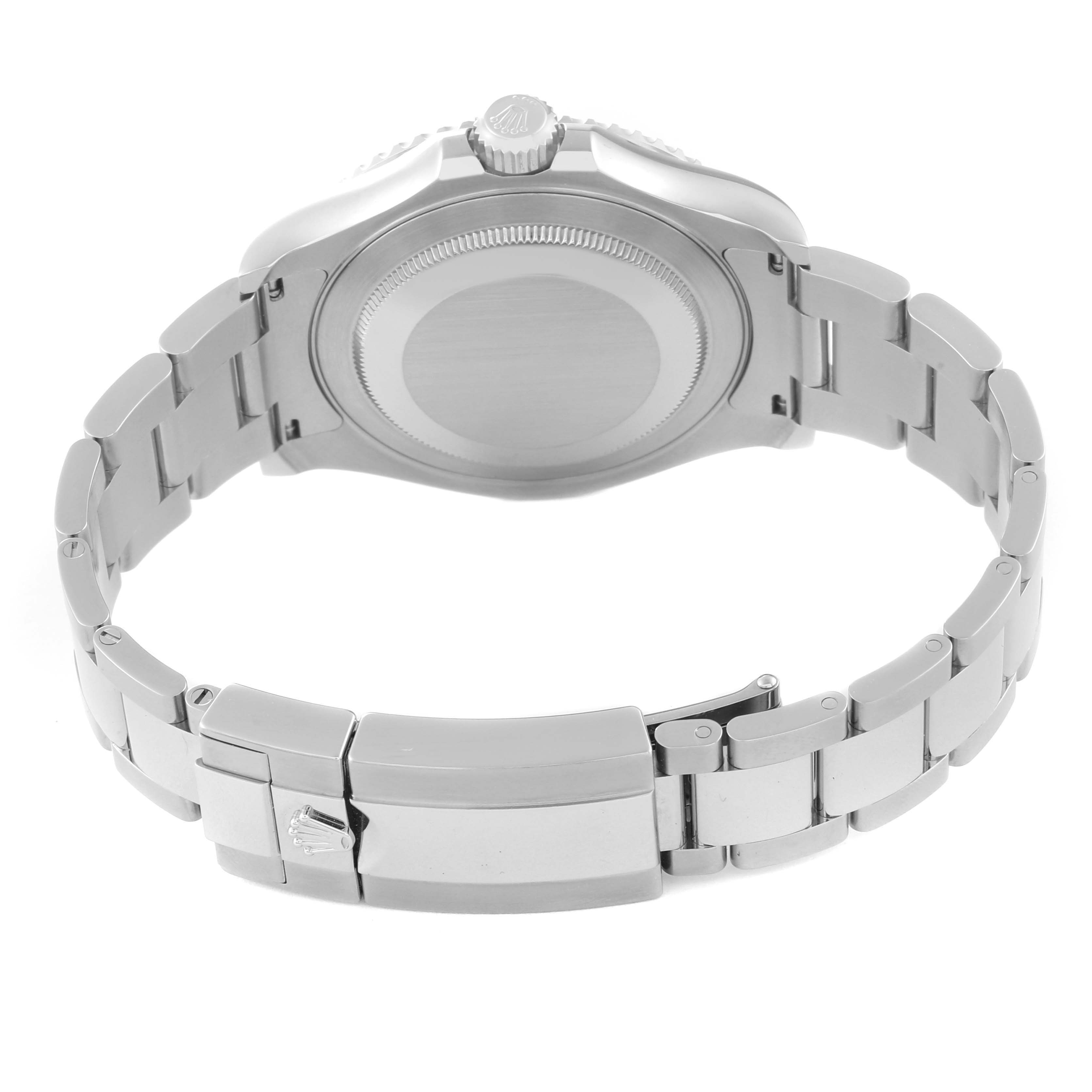 The image shows the back view of a Rolex Yacht-Master 126622 Men's Stainless Steel Blue Dial 126622 Men's Stainless Steel Blue Dial watch, focusing on the case back, bracelet, and clasp.