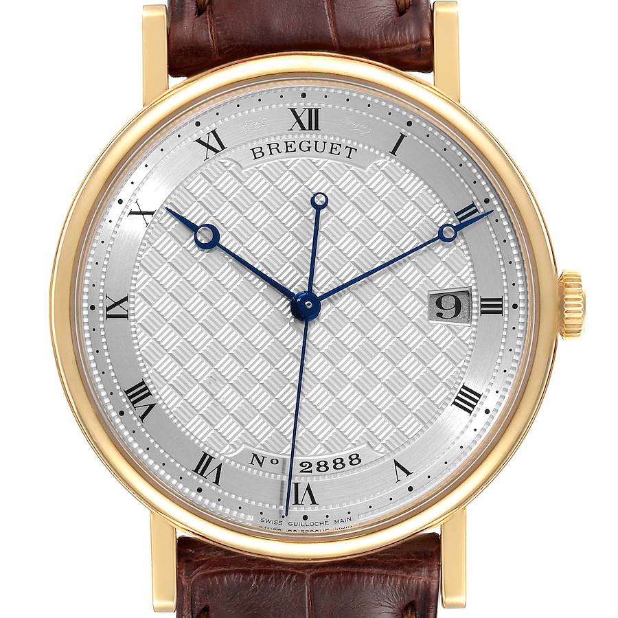 Breguet Classique 18K Yellow Gold Silver Dial Mens Watch 5177 Box Papers SwissWatchExpo