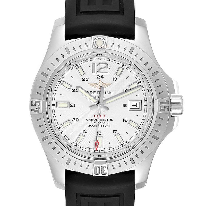 Breitling Colt 41 White Dial Automatic Mens Watch A17313 Box Papers SwissWatchExpo