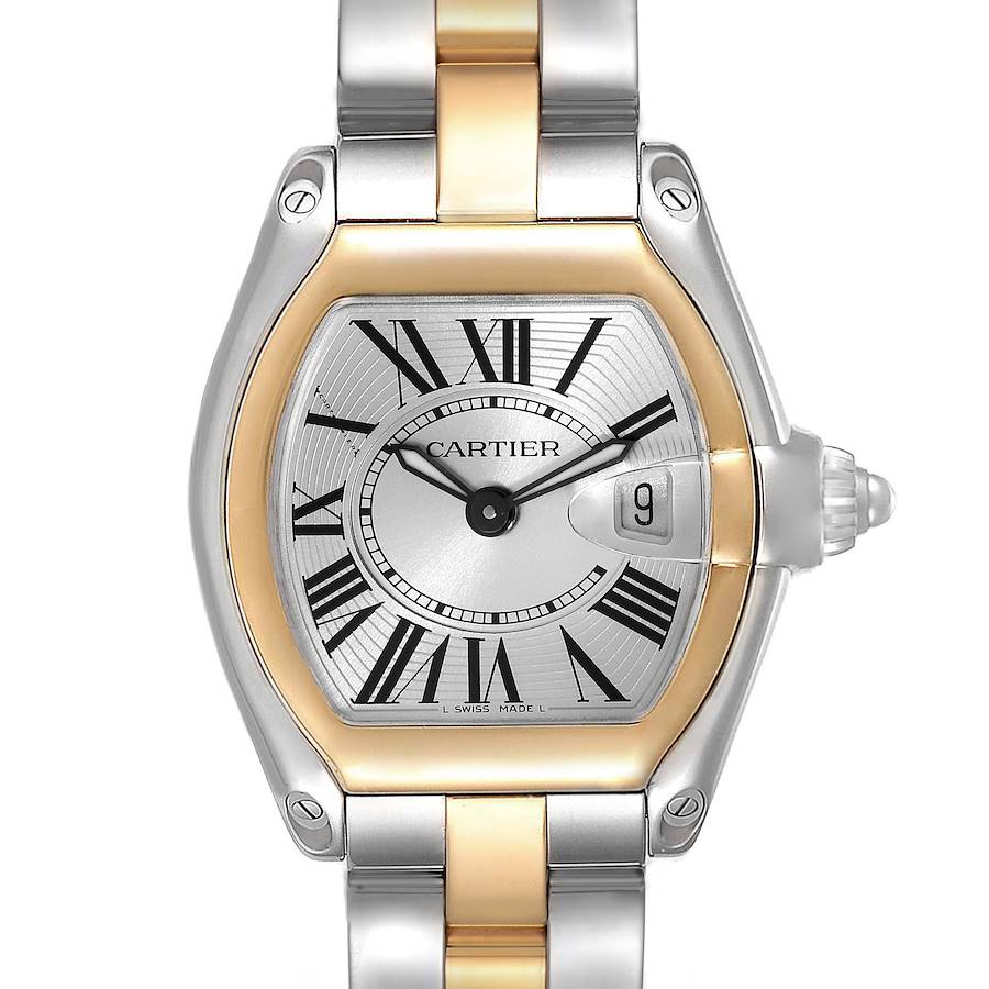 Cartier Roadster Small Steel Yellow Gold Silver Dial Ladies Watch W62026Y4 + 2 Extra Links SwissWatchExpo