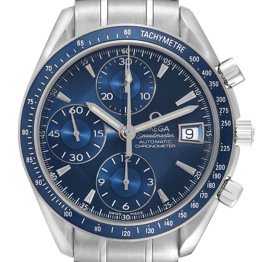 Omega Speedmaster Blue Dial Chronograph Steel Mens Watch 3212.80.00 Box Card SwissWatchExpo