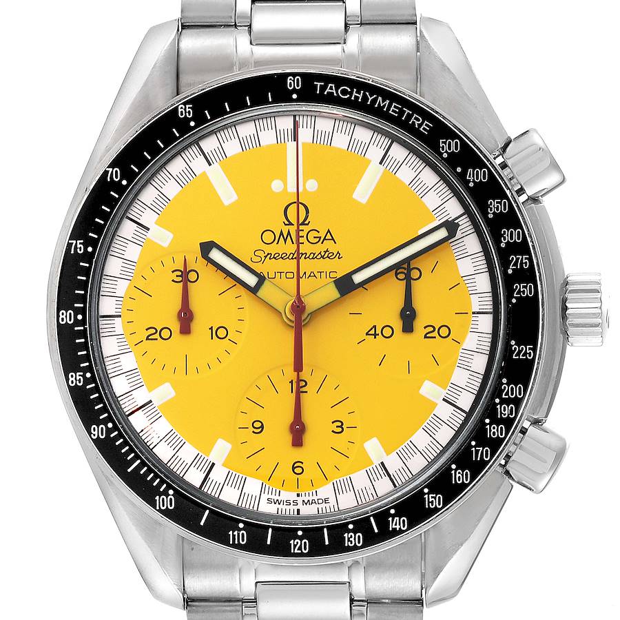 Omega Speedmaster Schumacher Yellow Dial Steel Mens Watch 3510.12.00 Box Card SwissWatchExpo