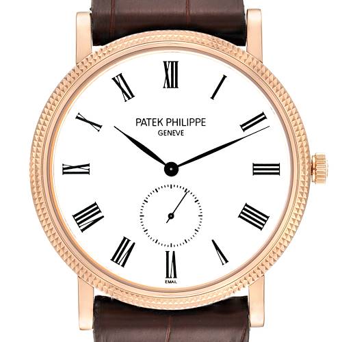 Photo of Patek Philippe Calatrava Rose Gold White Dial Mens Watch 5116 Papers