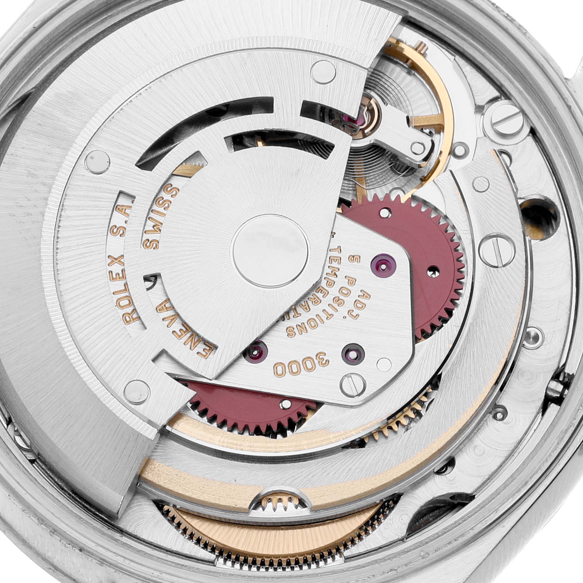 This image shows the internal mechanical movement of the Rolex Air-King 14000 Men's Stainless Steel Silver Dial 14000 Men's Stainless Steel Silver Dial watch, viewed from the back.