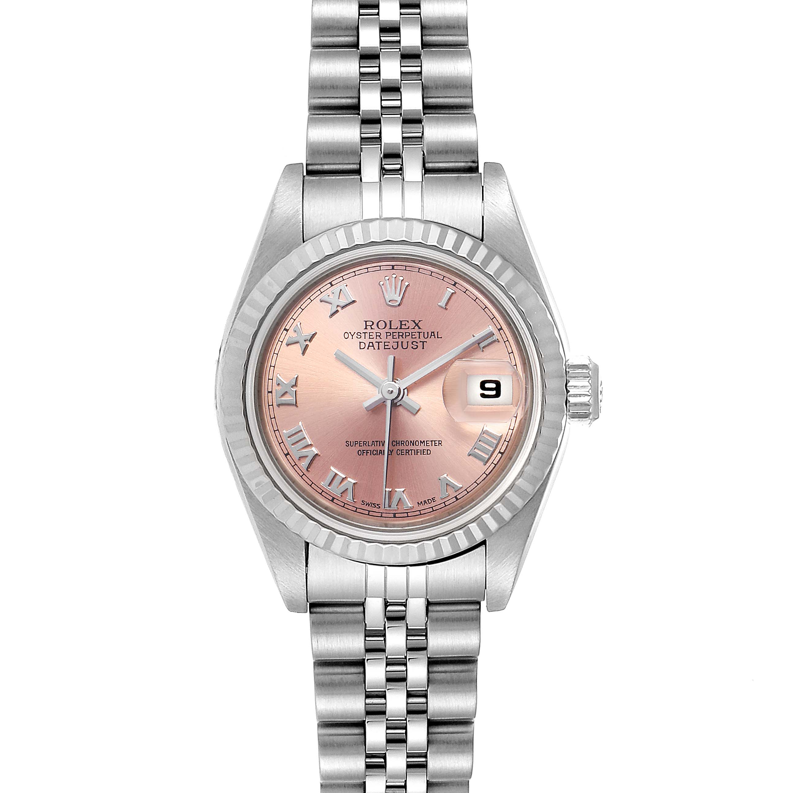 Rolex Datejust 26 Steel White Gold Salmon Dial Ladies Watch 79174 ...