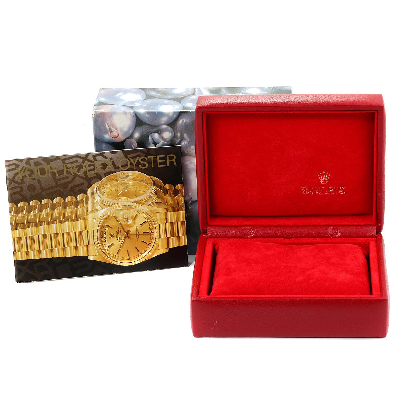 The image shows a Rolex Datejust 69174 Women
s Stainless Steel Silver Dial 69174 Women
s Stainless Steel Silver Dial watch box and a manual, with the watch not included.