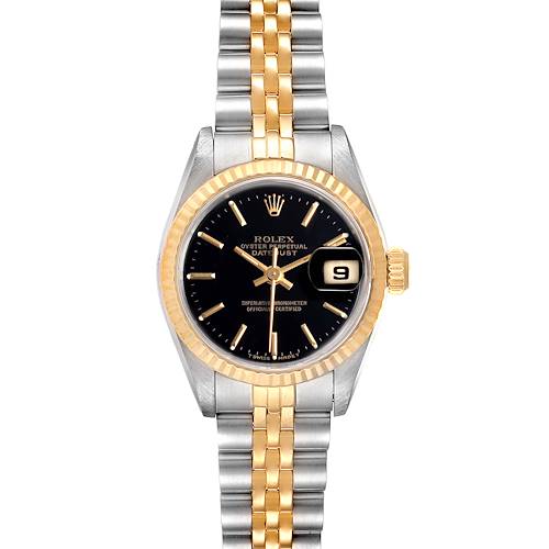 Photo of Rolex Datejust Steel Yellow Gold Black Dial Ladies Watch 69173