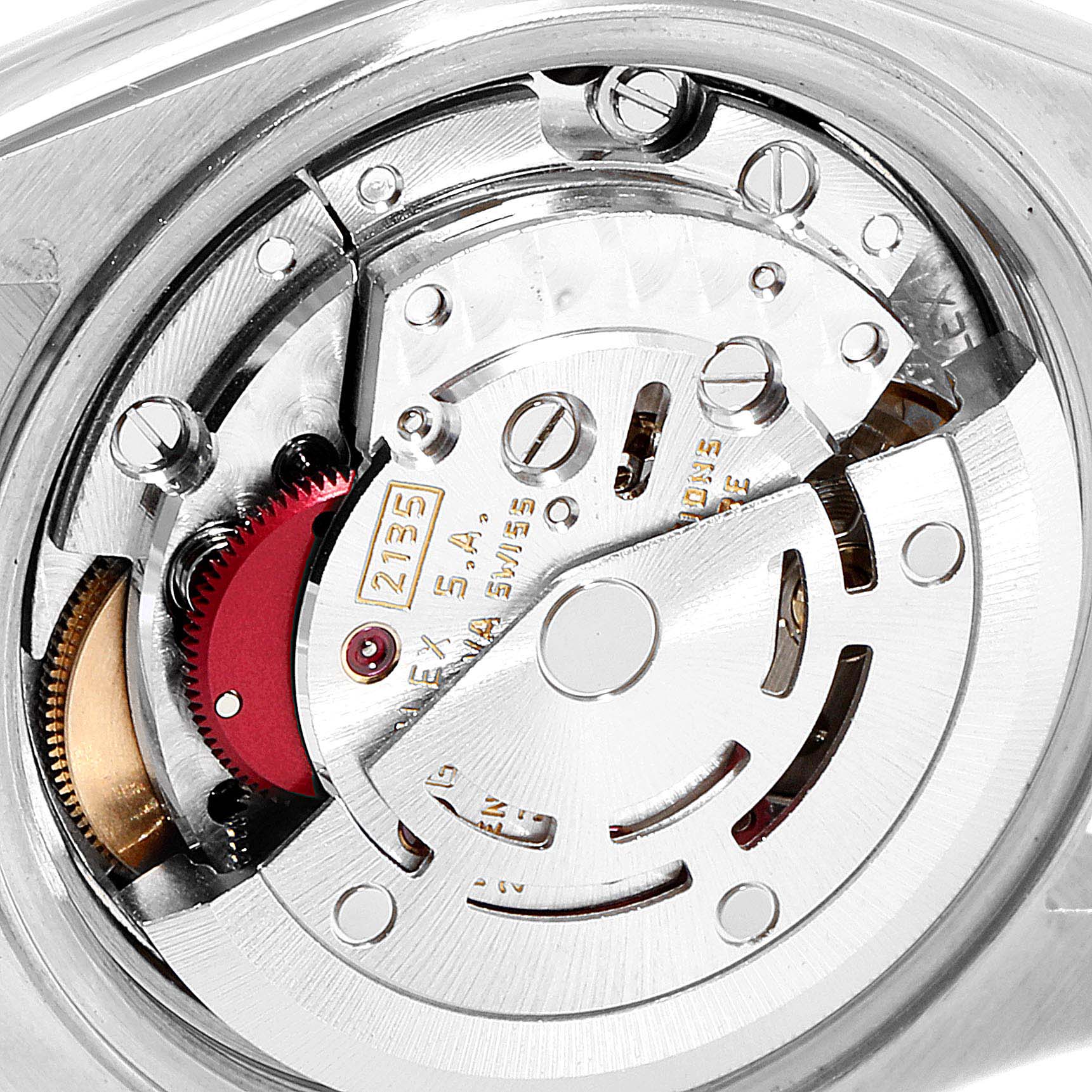 This image shows the internal mechanism of the Rolex Datejust 69173 Women
s Steel and Gold (two tone) Beige Dial 69173 Women
s Steel and Gold (two tone) Beige Dial watch, highlighting its movement components.