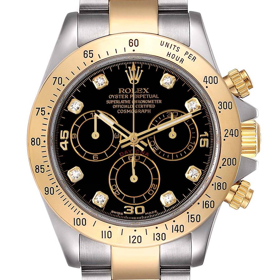 Rolex Daytona Steel Yellow Gold Diamond Chronograph Mens Watch 116523 SwissWatchExpo