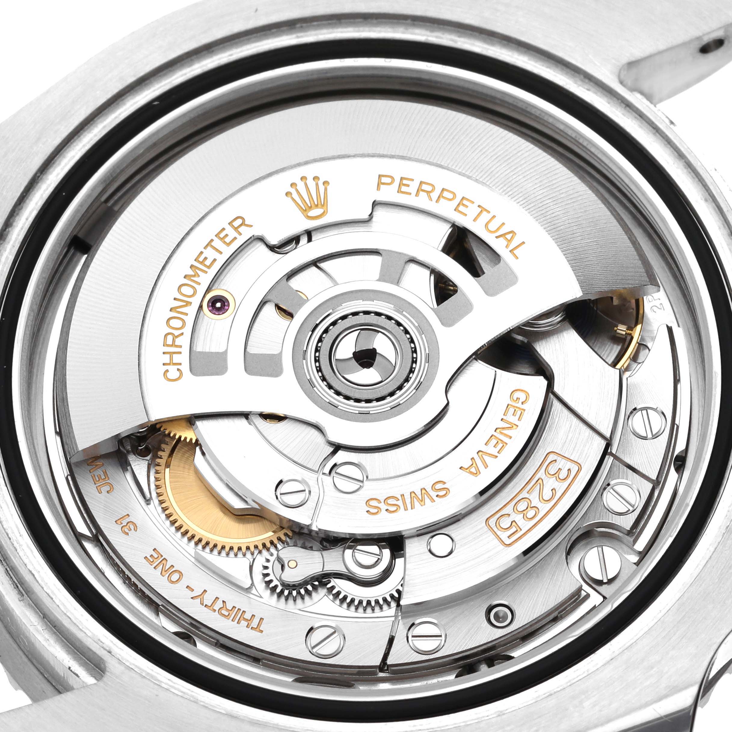 The image shows the open case back and internal movement of the Rolex GMT-Master 126710 Men
s Stainless Steel Black Dial 126710 Men
s Stainless Steel Black Dial watch.