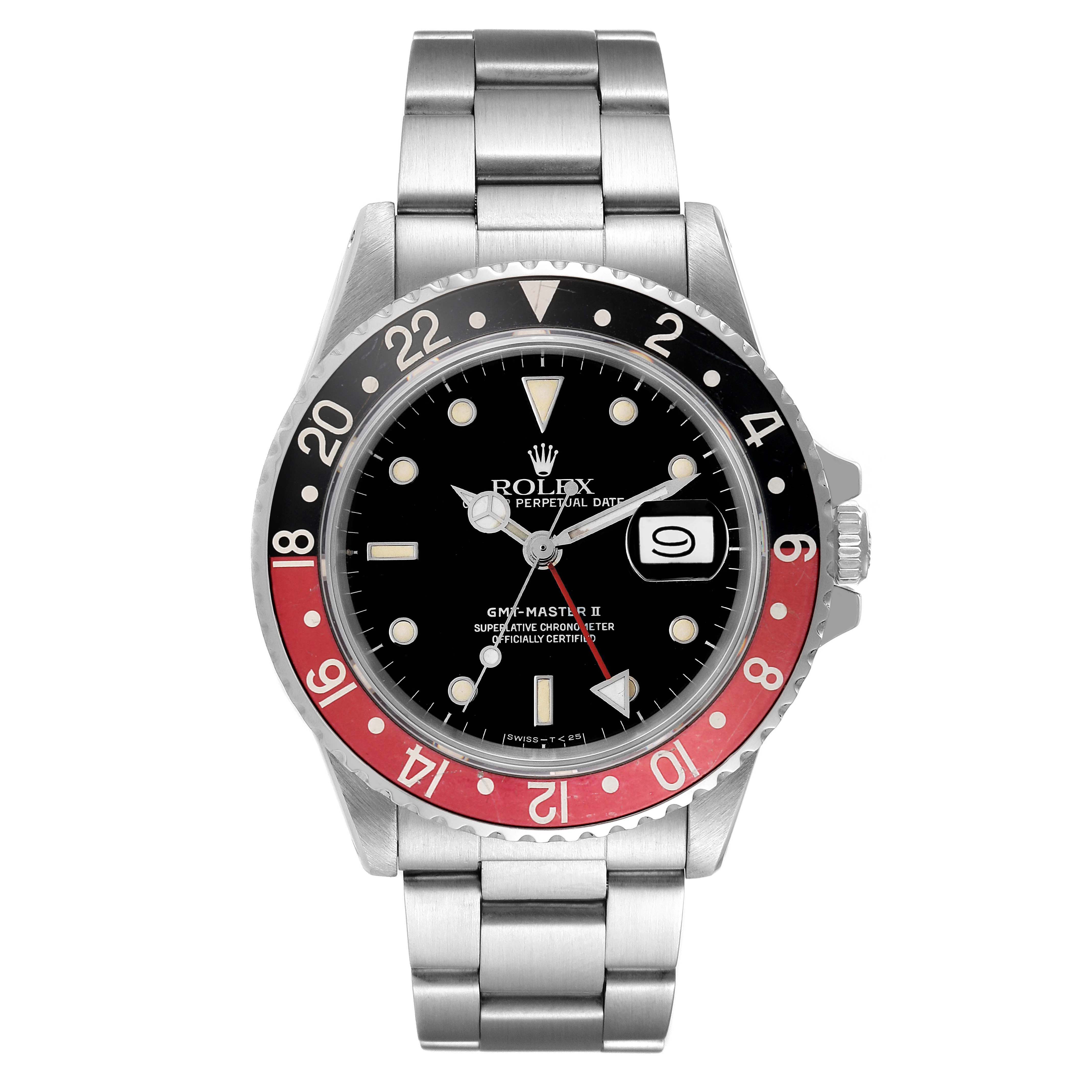 The Rolex Vintage Collection 16760 Men's Stainless Steel Black Dial 16760 Men's Stainless Steel Black Dial watch is shown from the front, highlighting its dial, bezel, and stainless steel bracelet.
