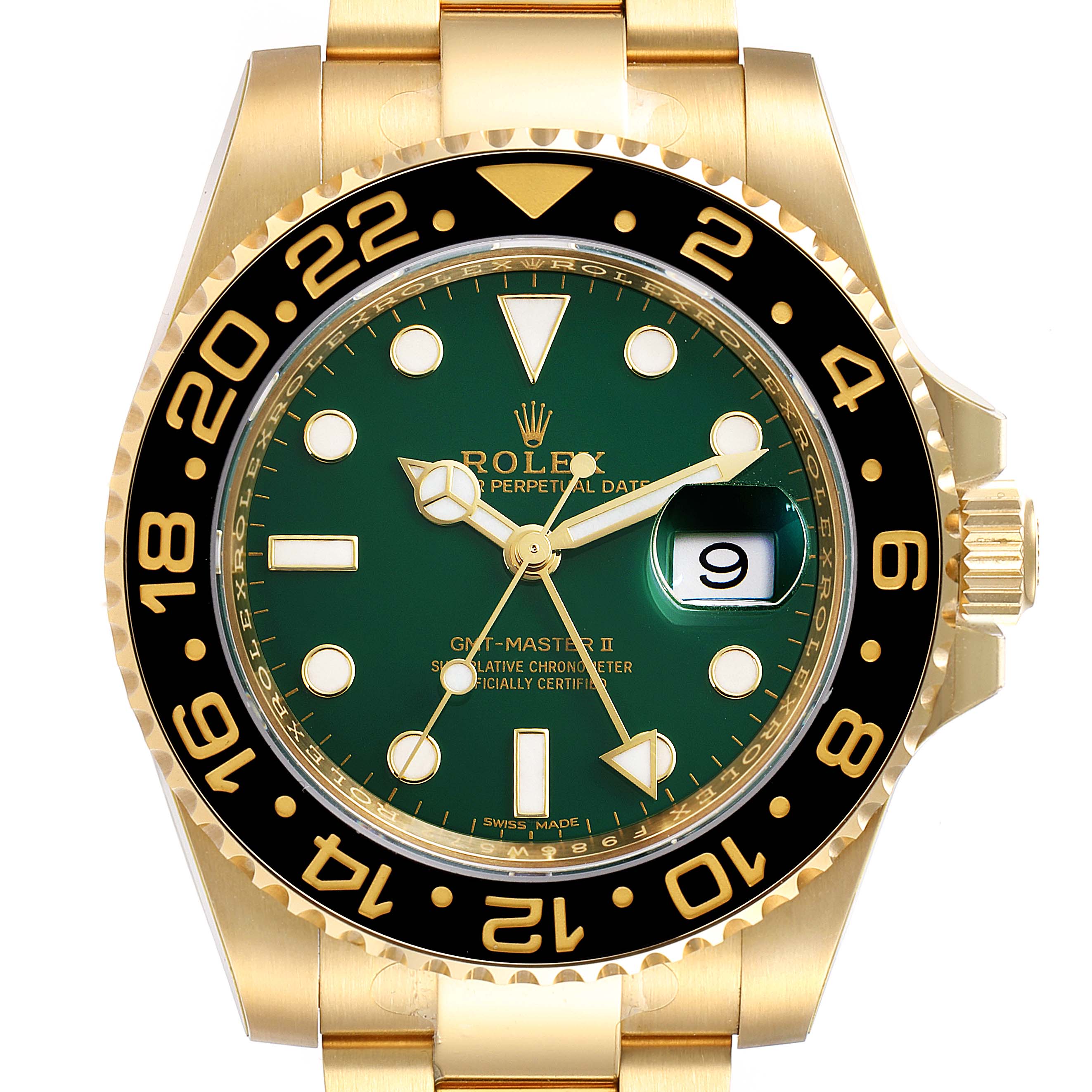 Blodig Utilgængelig Identificere Rolex GMT Master II Yellow Gold Green Dial Mens Watch 116718 Unworn |  SwissWatchExpo