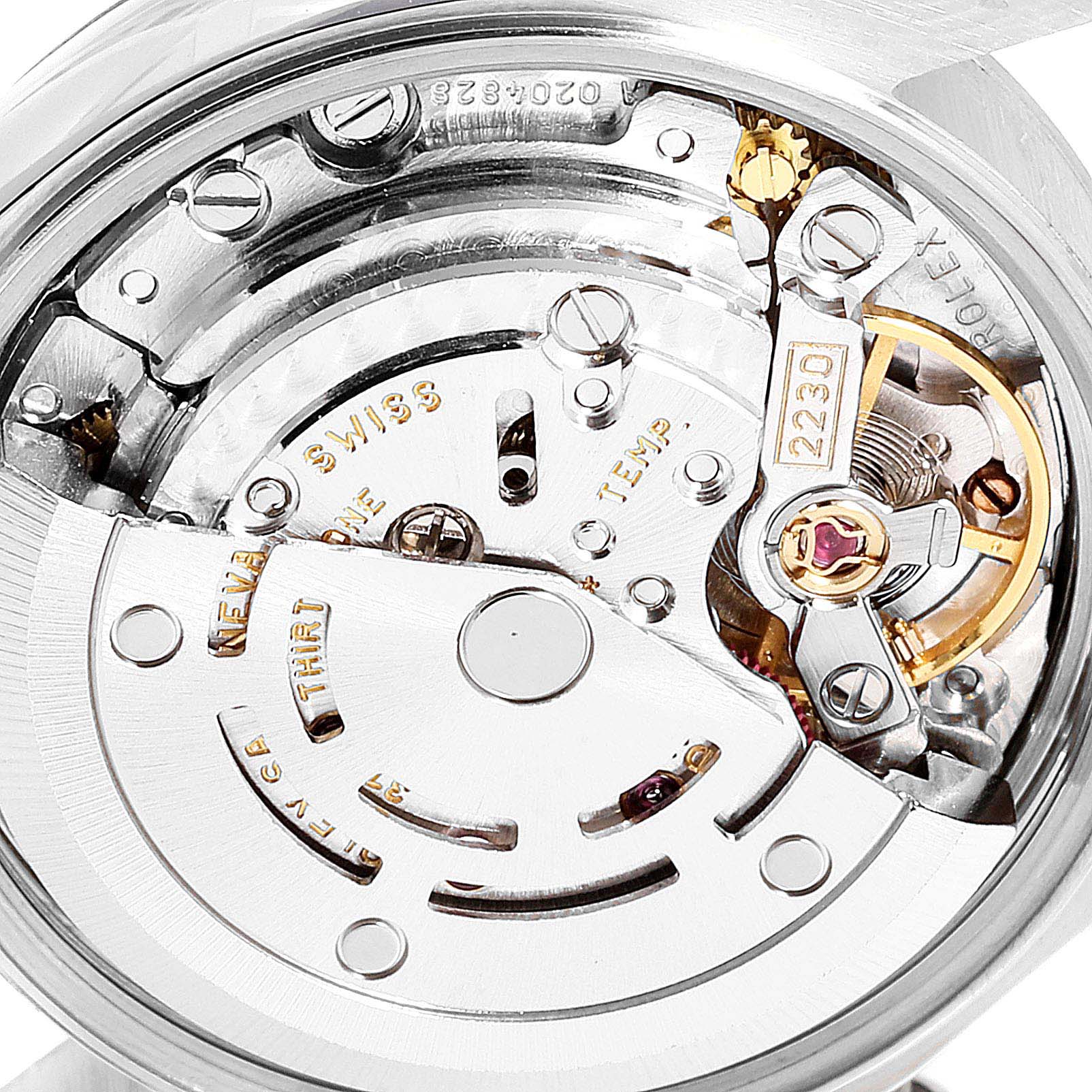 This image shows the internal mechanism of the Rolex Oyster Perpetual 76080 Women's Stainless Steel Pink Dial 76080 Women's Stainless Steel Pink Dial, highlighting the movement and intricate components.