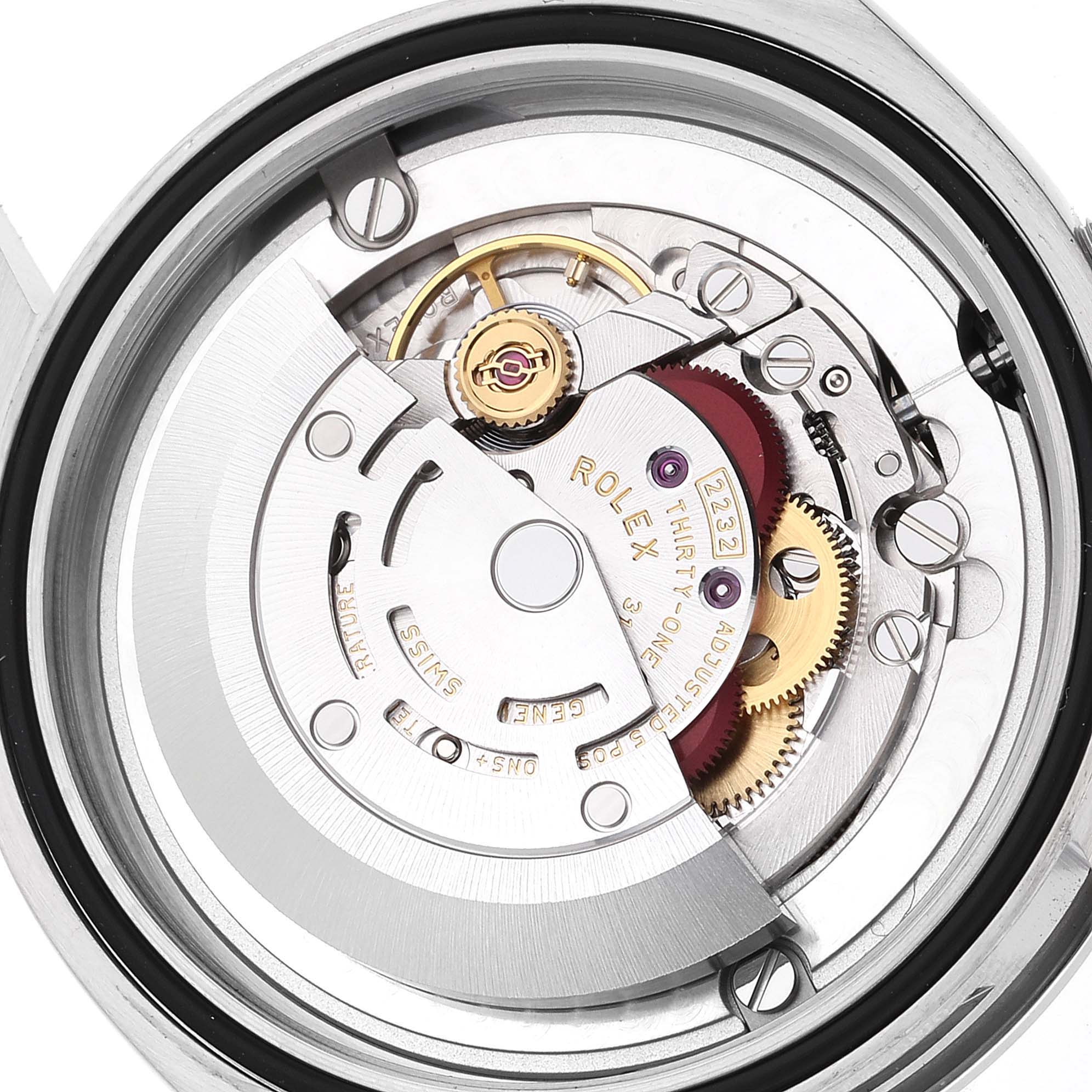This image shows the internal movement mechanism of a Rolex Oyster Perpetual 124200 Men's Stainless Steel Black Dial 124200 Men's Stainless Steel Black Dial watch from a top-down angle.
