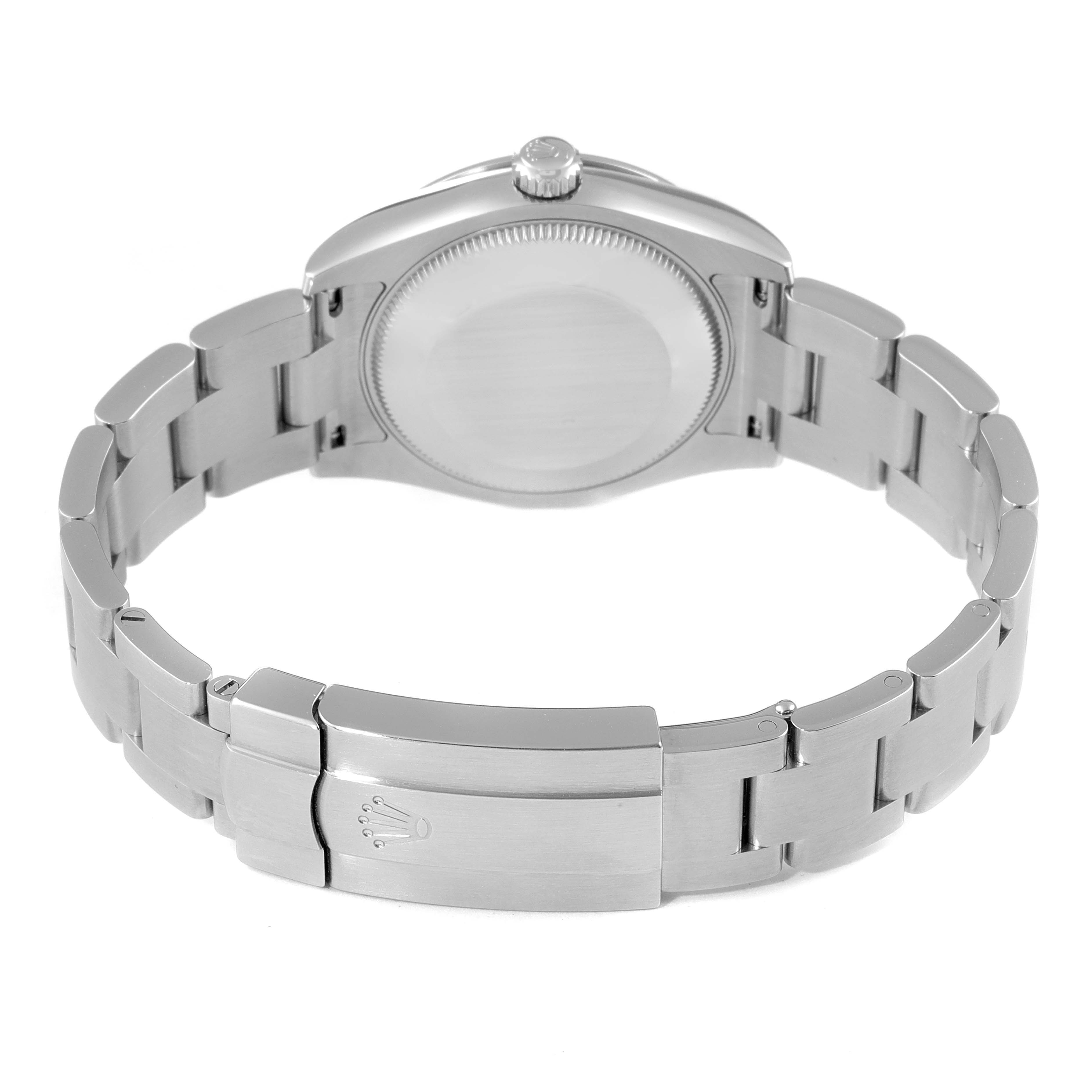 This image shows the back view and bracelet of a Rolex Mid-Size 177200 Women's Stainless Steel Blue Dial 177200 Women's Stainless Steel Blue Dial model watch, including the case back and clasp.