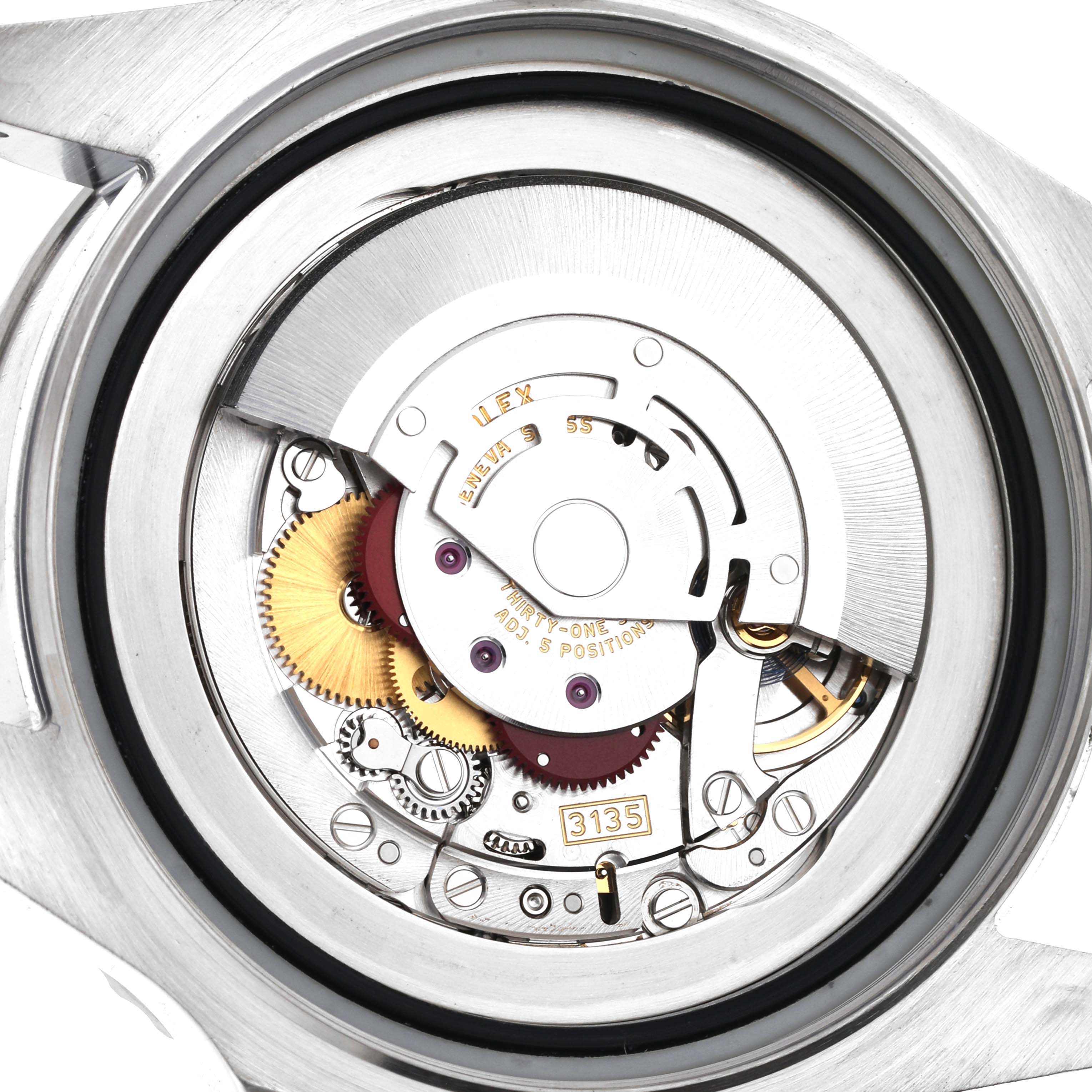 This image shows the rear view of a Rolex Sea-Dweller 116660 Men's Stainless Steel Blue Dial 116660 Men's Stainless Steel Blue Dial model, focusing on the intricate internal mechanics.