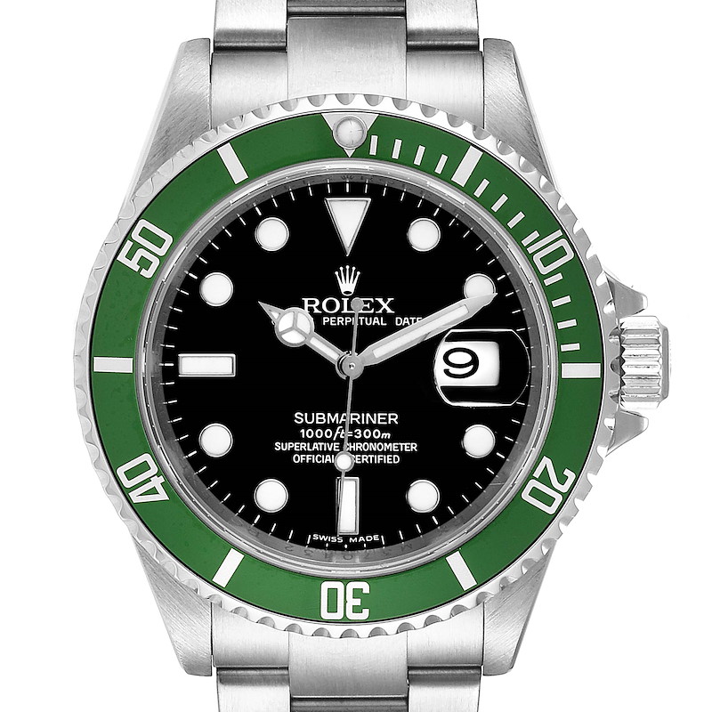 Rolex Submariner 50th Anniversary Green Kermit Watch 16610LV Box Card SwissWatchExpo